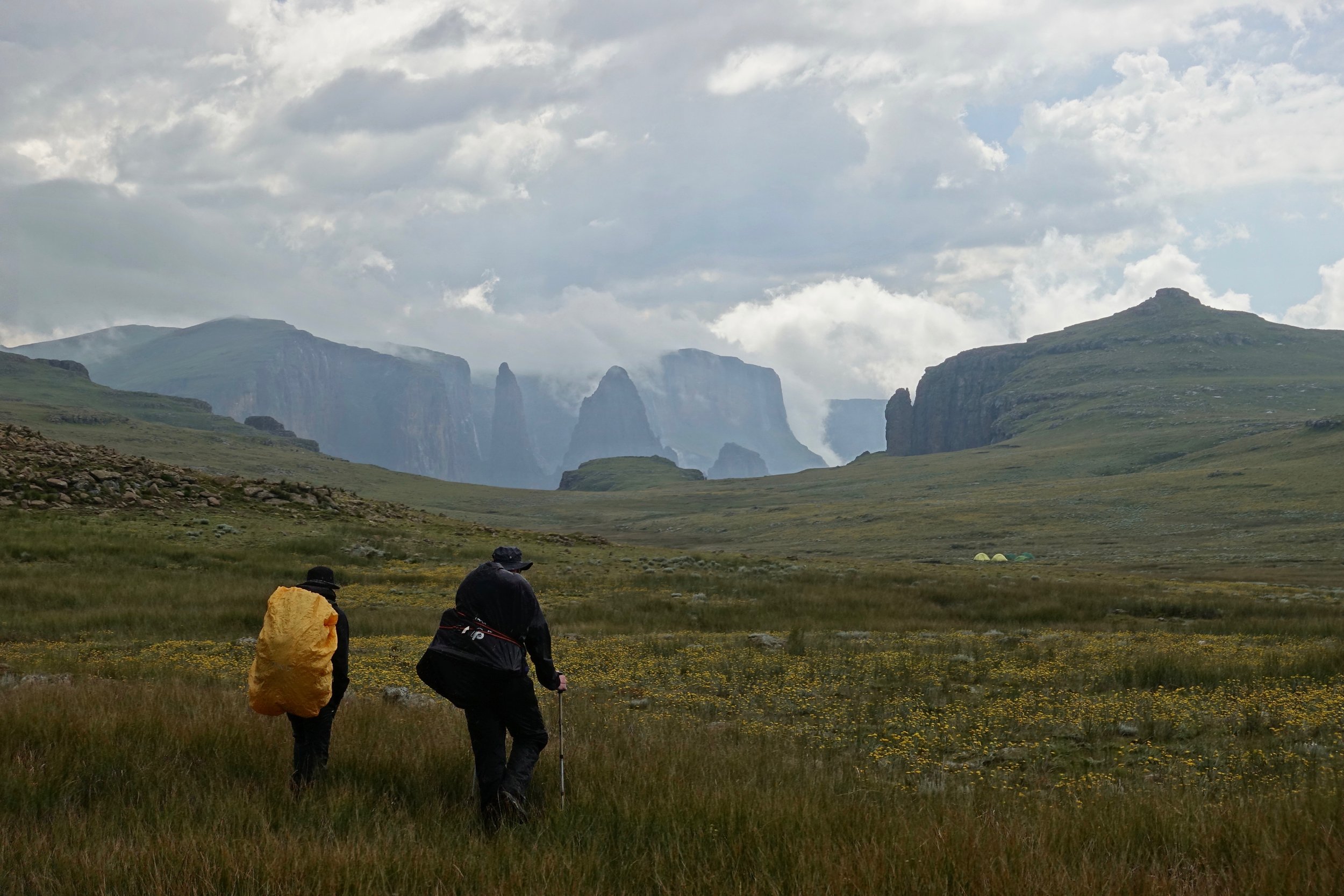 Rockeries campsite in South Africa on Drakensberg backpacking trip