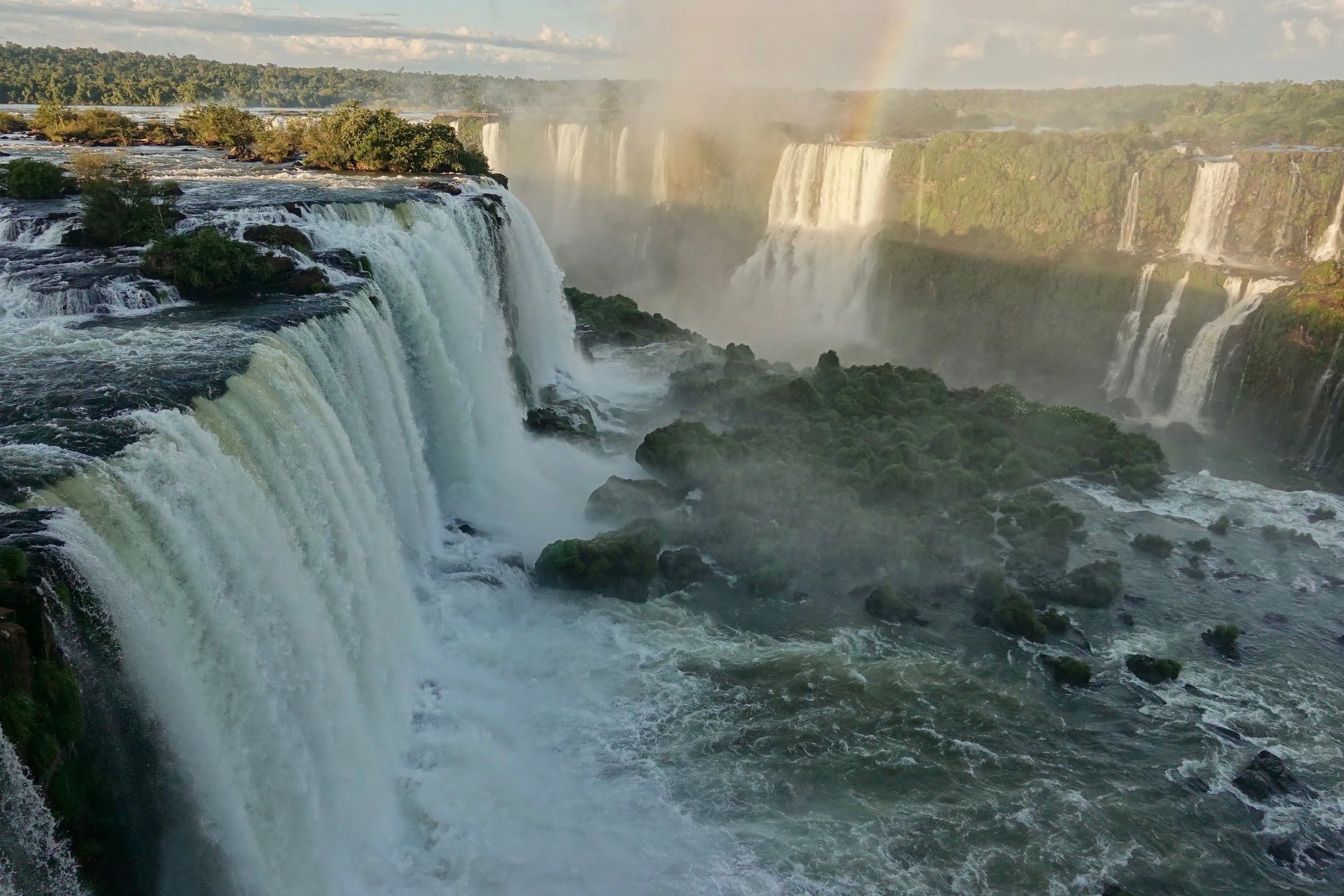 Iguassu Falls in Brazil with rainbow
