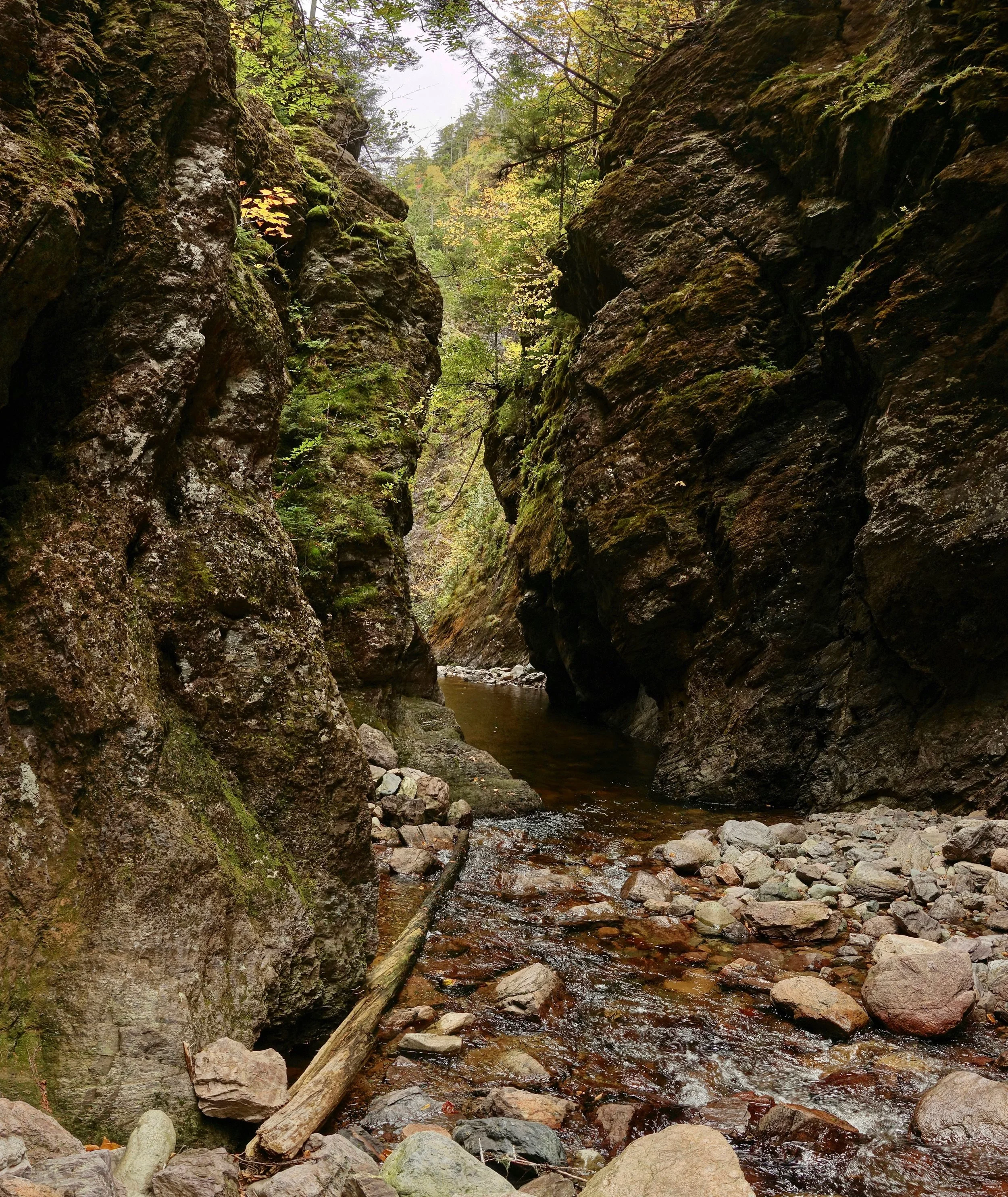 Eye of the Needle in Walton Glen Gorge on Fundy Footpath trek in New Brunswick Canada