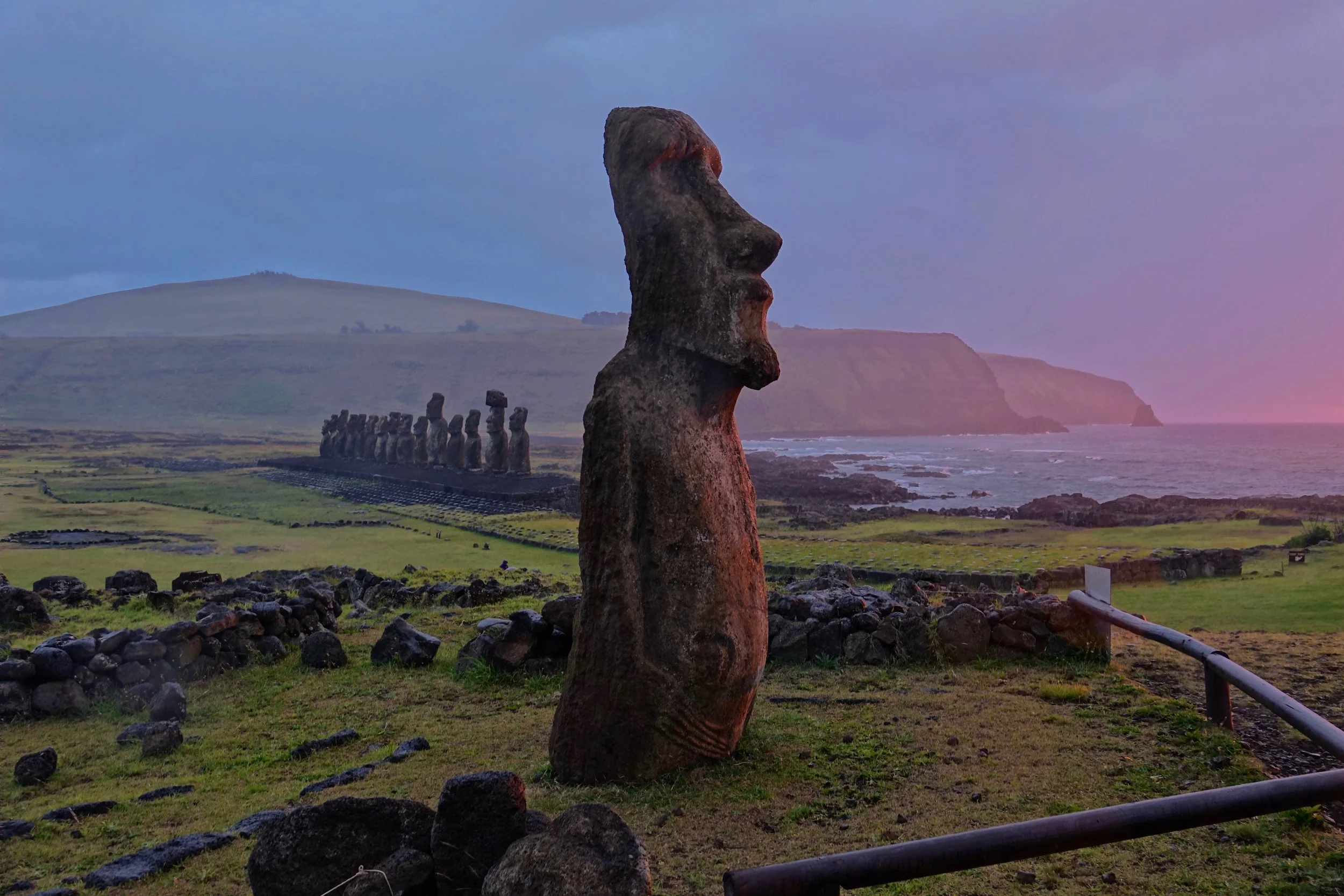 Circuit loop hike around Easter Island in Chile