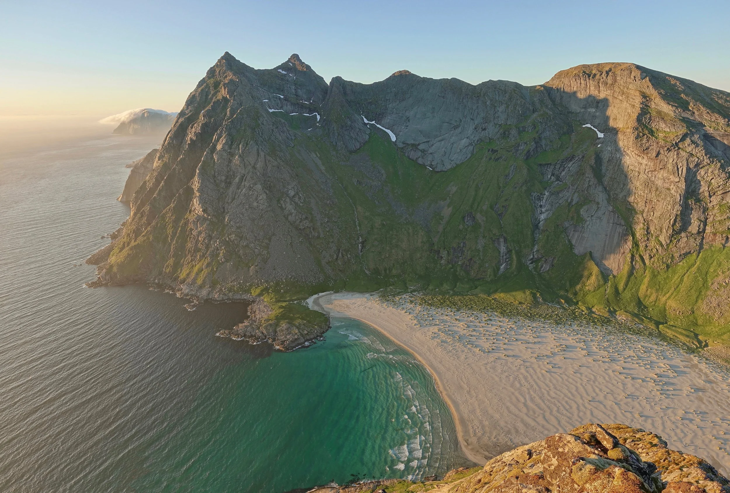 Horseid beach from above in Lofoten Norway