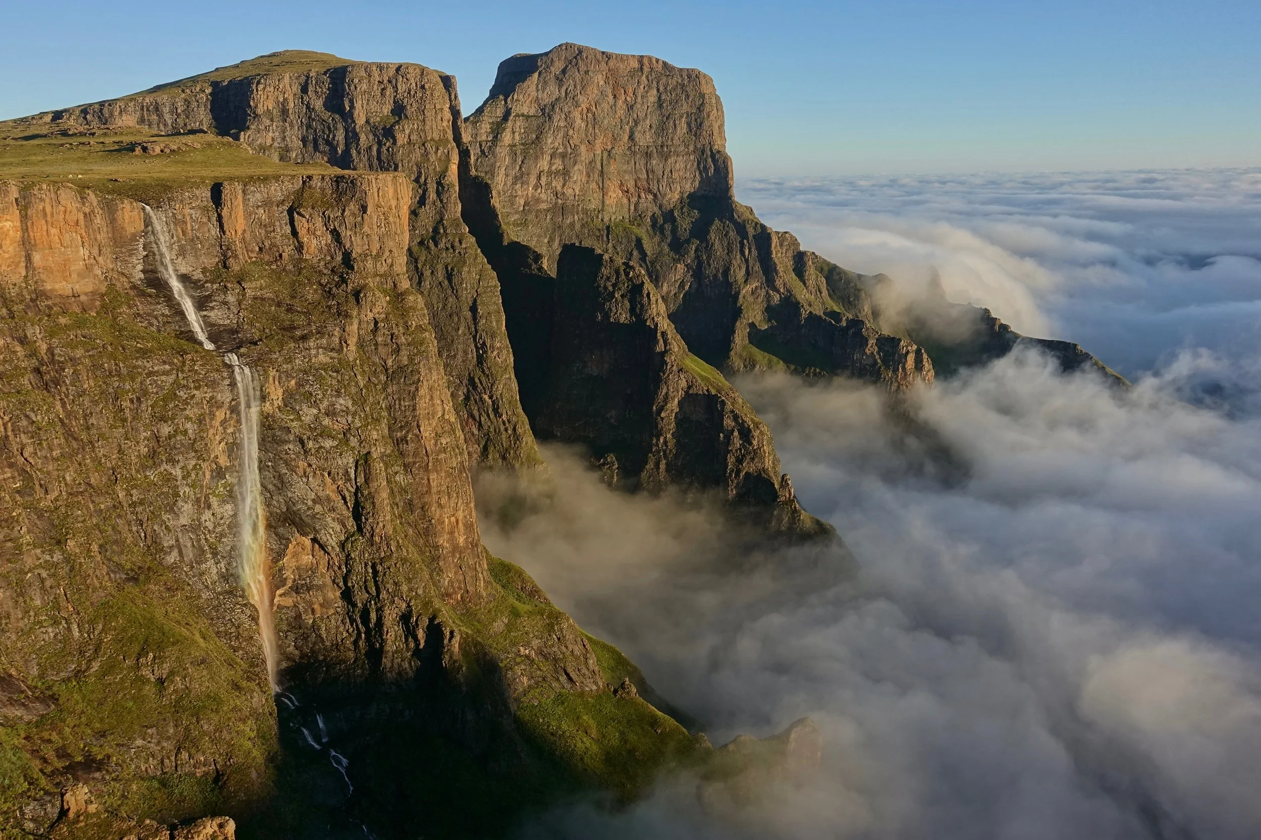 Tugela Falls in Drakensberg mountains, South Africa backpacking trip