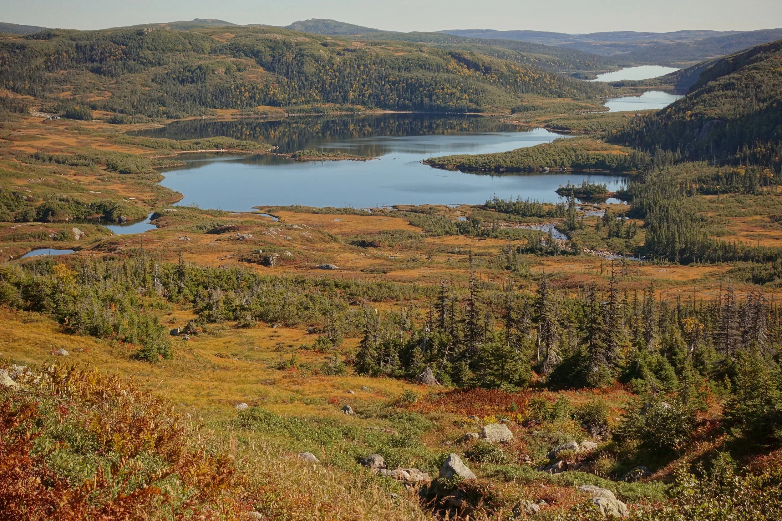 Hardings Pond, Black Cliff Pond, and Candlestick Pond on the Long Traverse in Gros Morne National Park in Newfoundland
