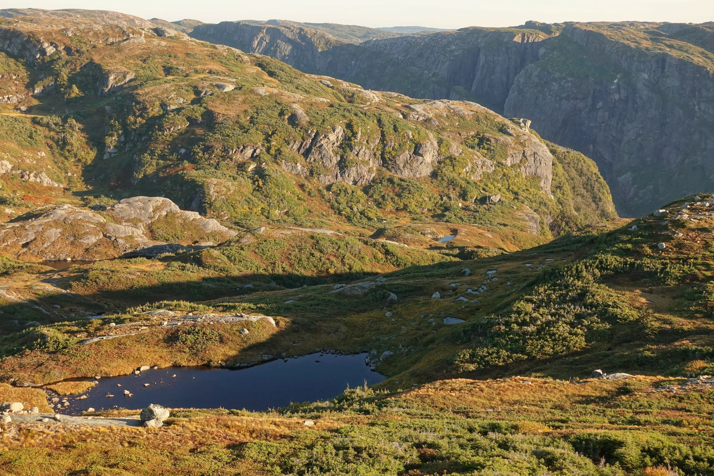 Gilley Pond area on Northern Traverse in Gros Morne National Park backpacking trip in Newfoundland Canada