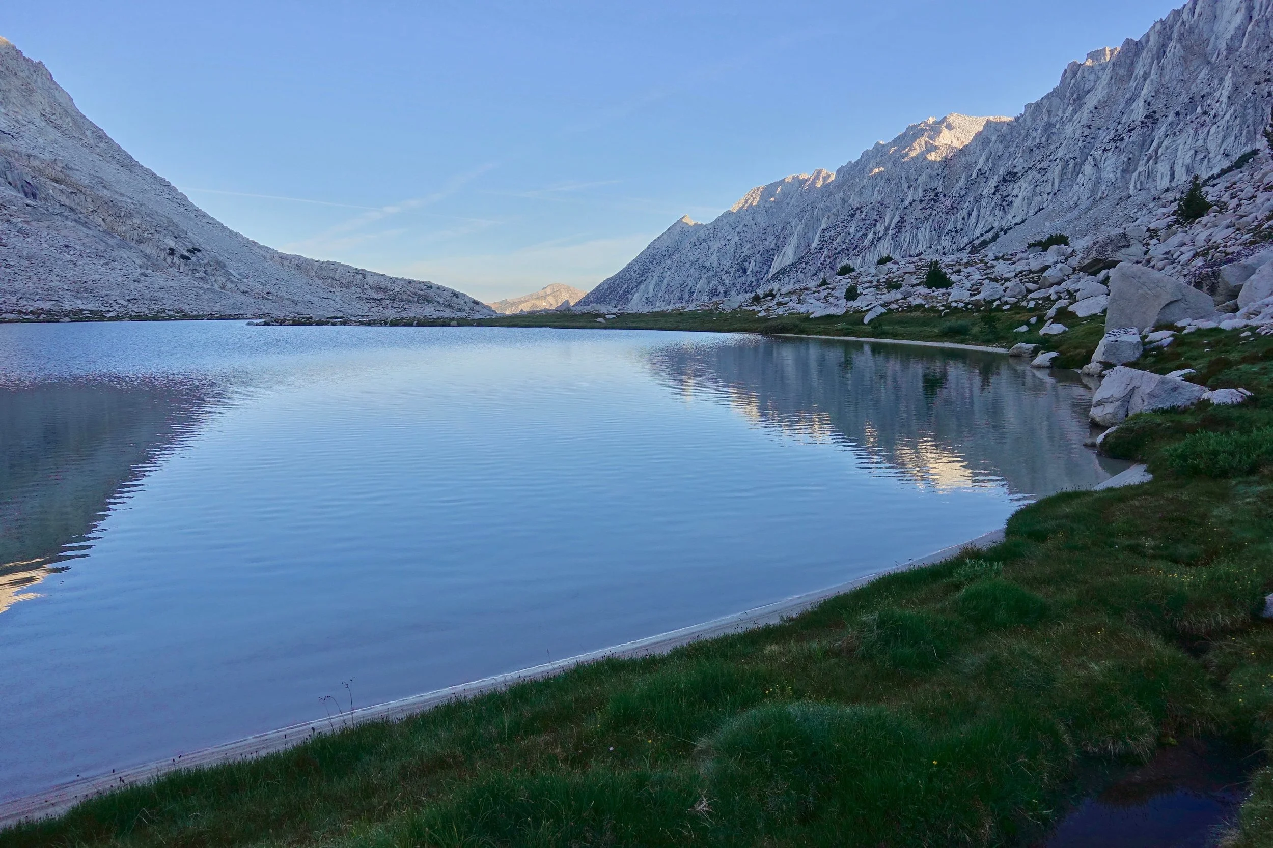 Upper Mills Creek Lake in the morning on the way to Gabbot Pass on the Sierra High Route