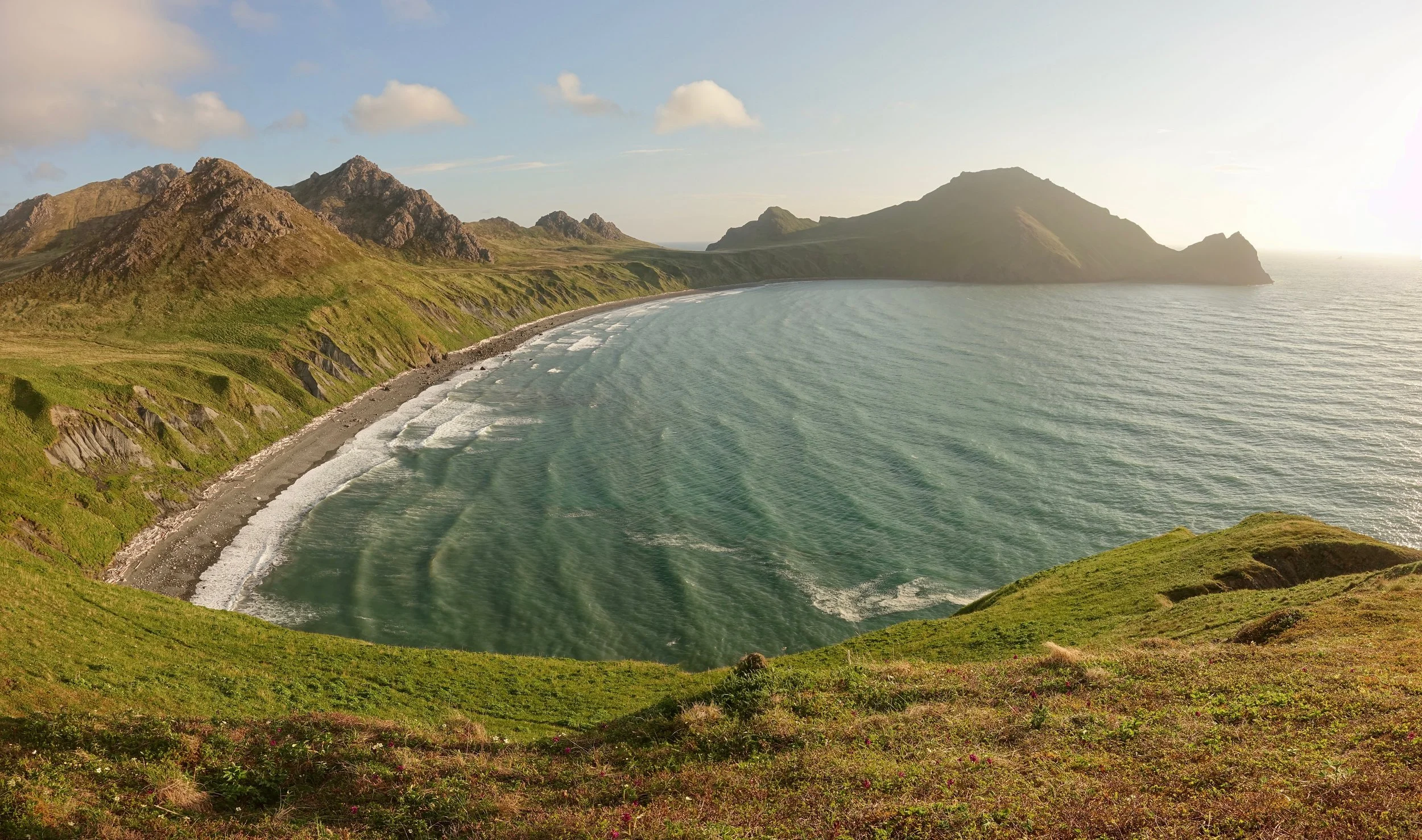 Gurney Bay campsite on hike across Kodiak Island in Alaska