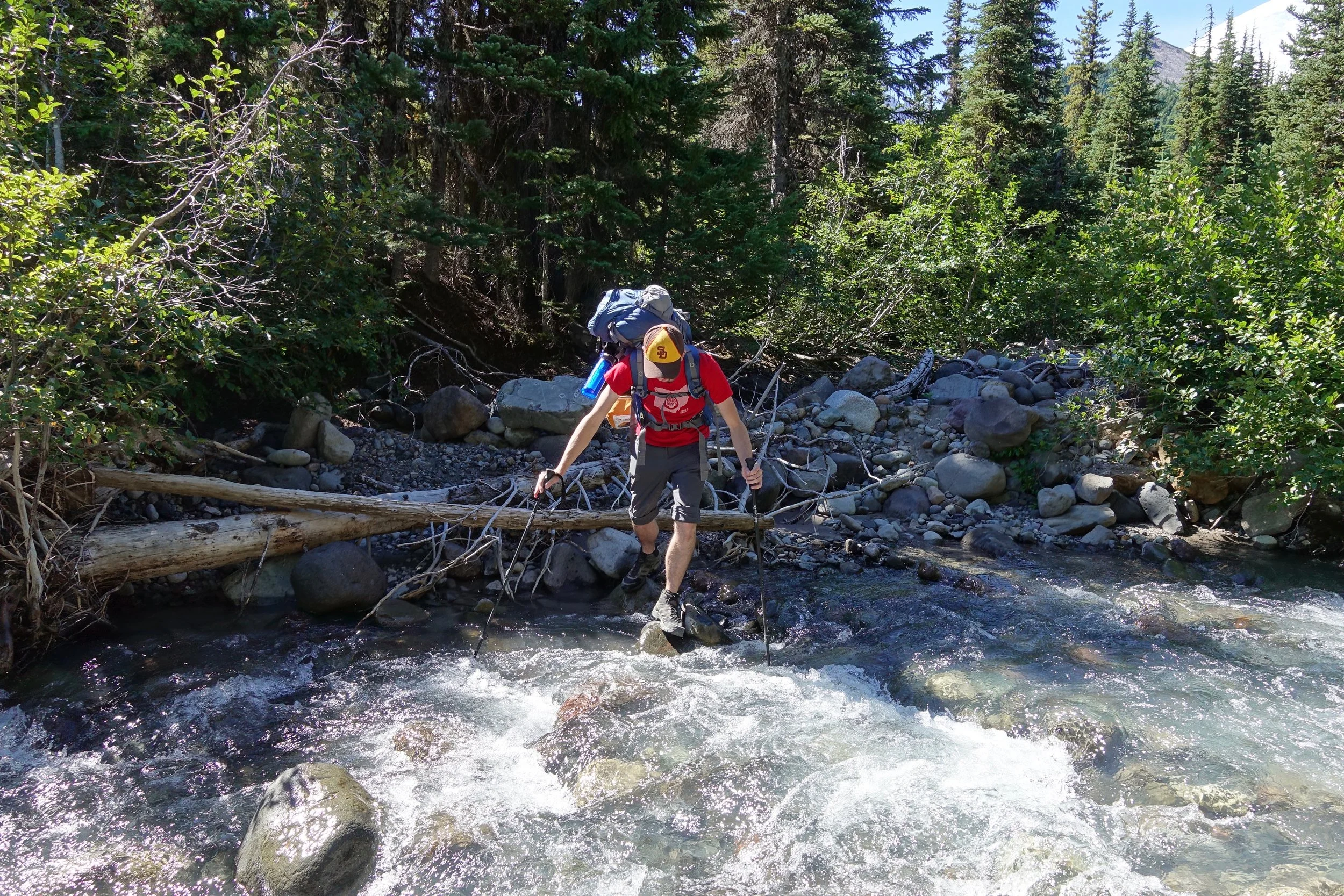 Crossing the Inter Fork river