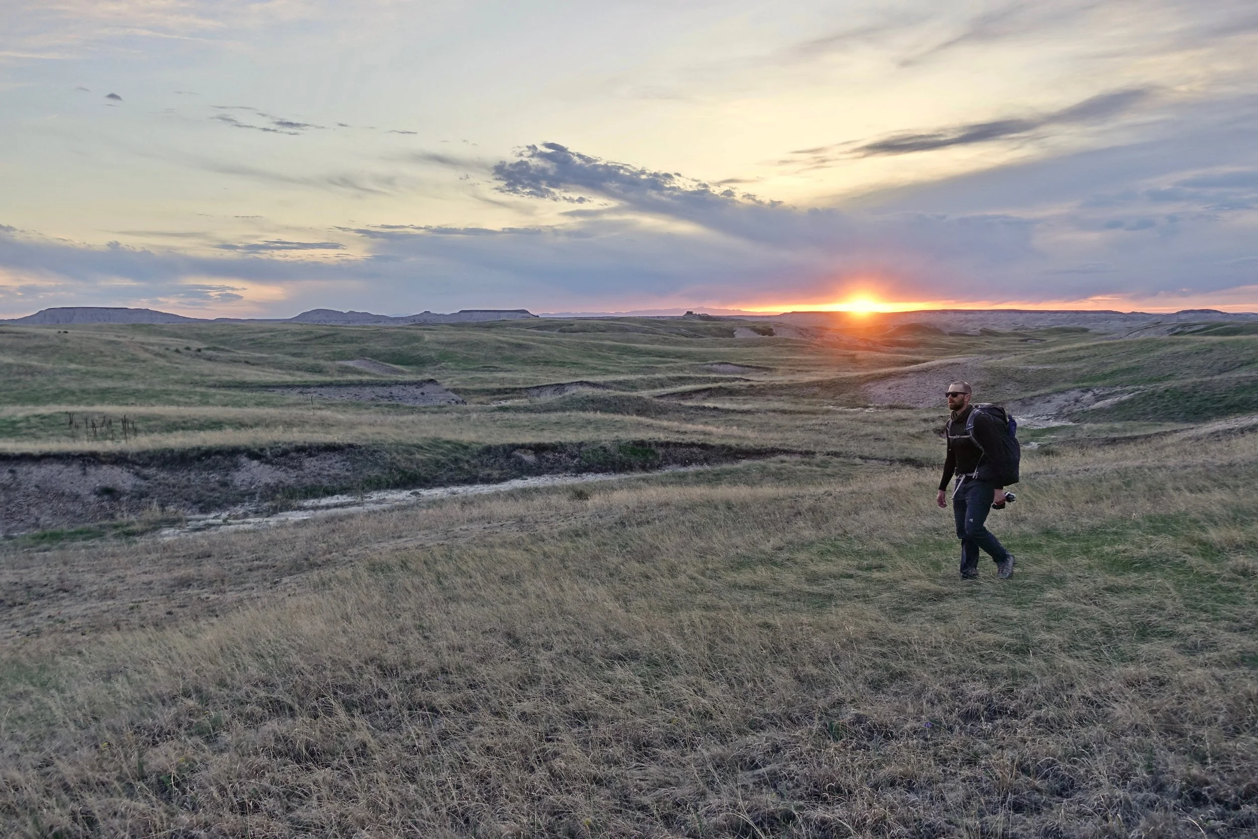 End of day after crossing Sheep Mountain in Badlands National Park hike
