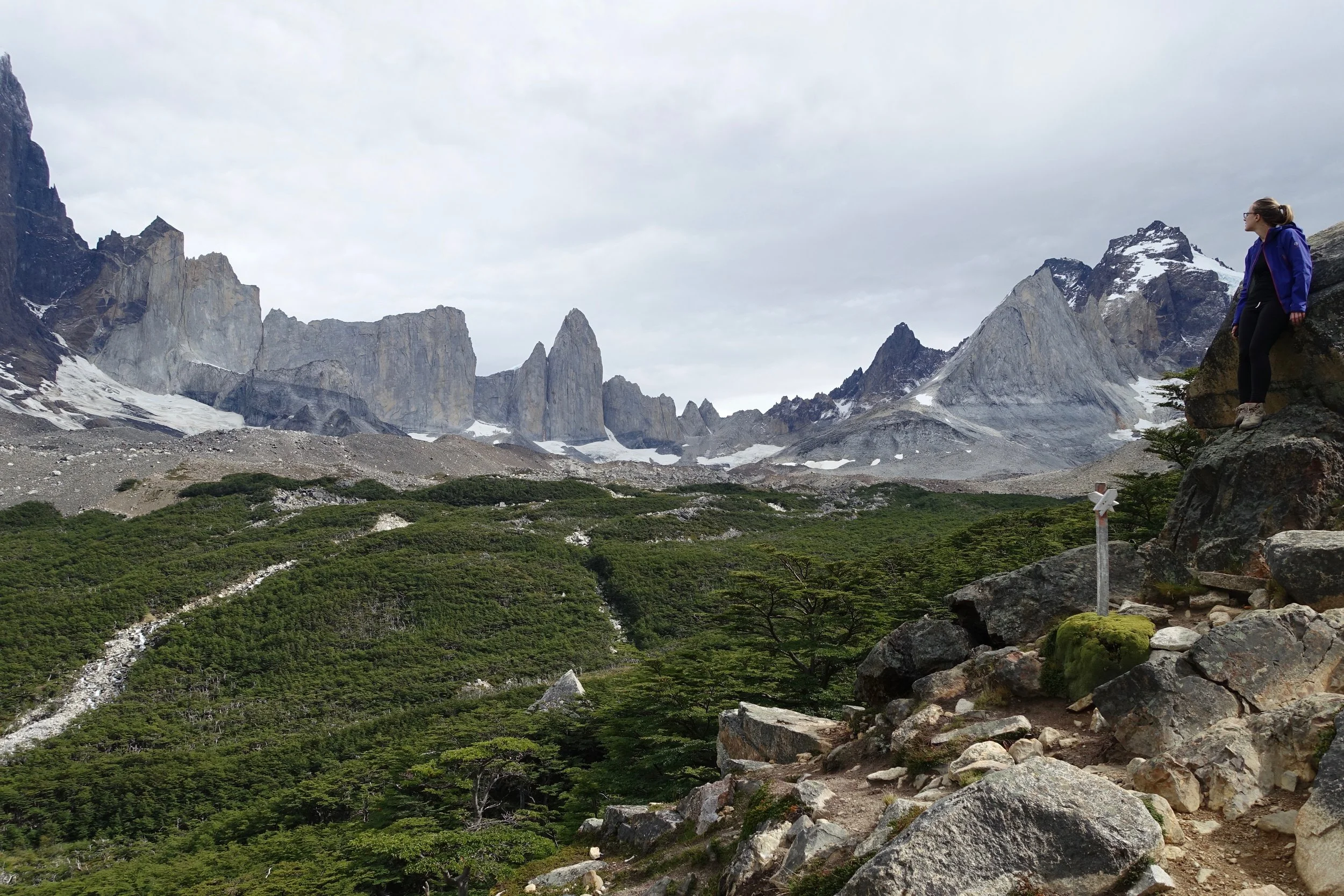 Mirador Britanico up in the French valley on Torres del paine hike Chile