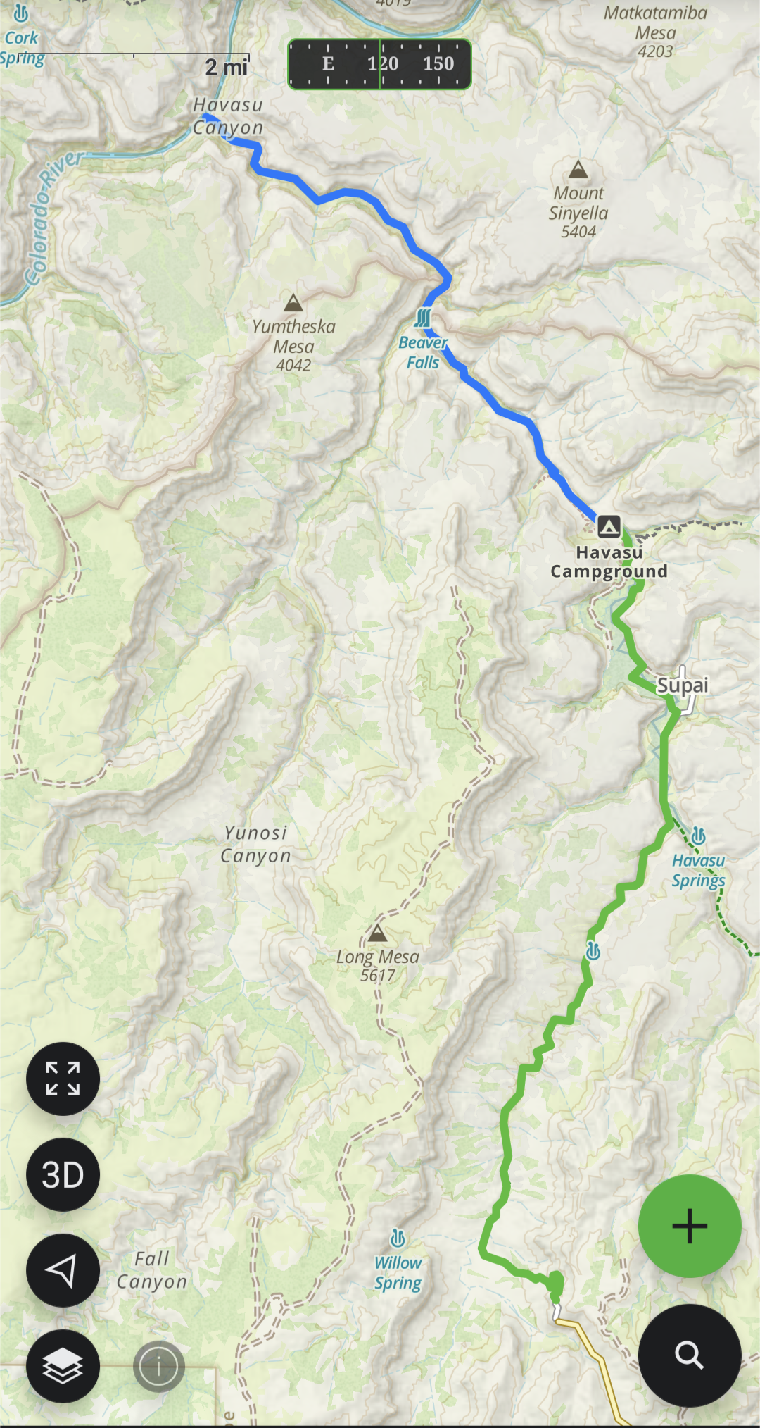 Overview map of Havasu Canyon Trail