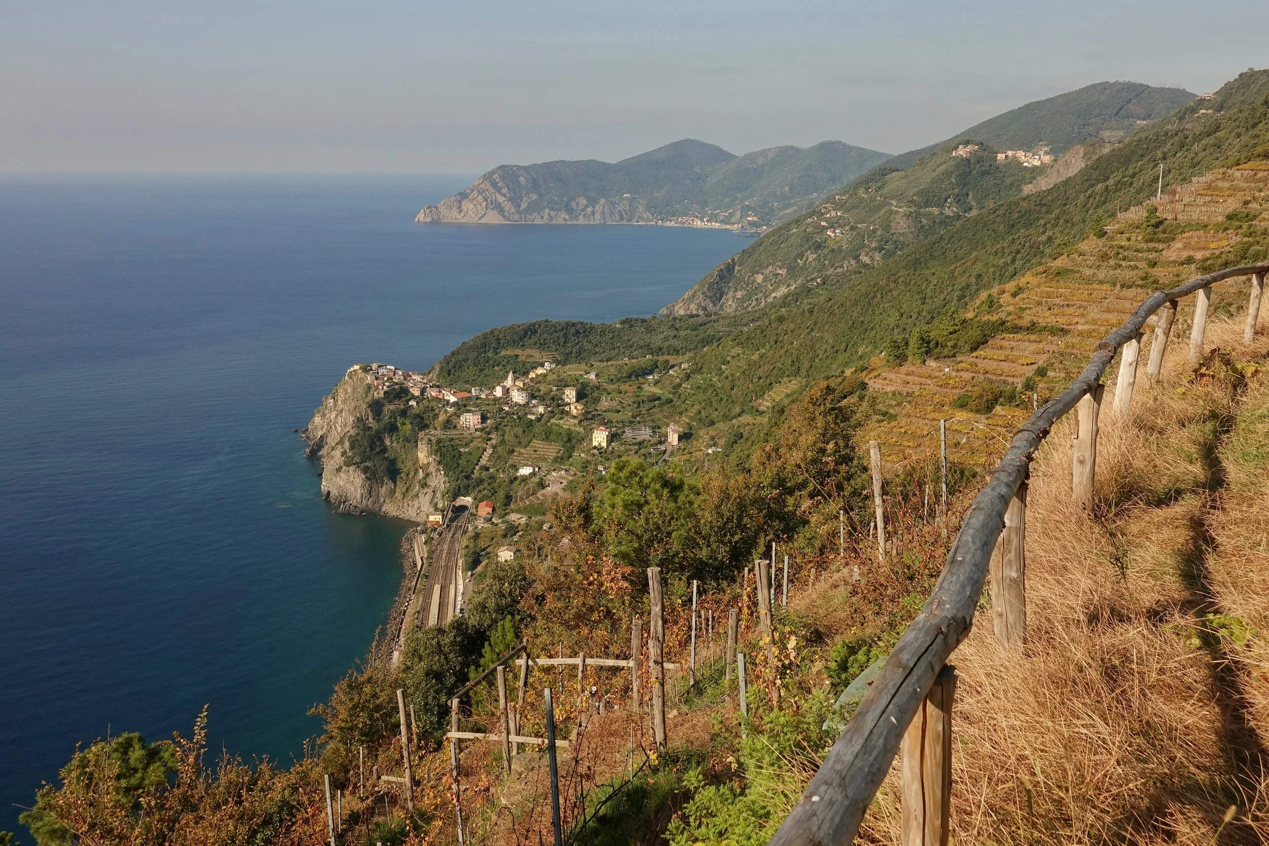 The high trail between Manarola and Corniglia on the Cinque Terre hike in Italy