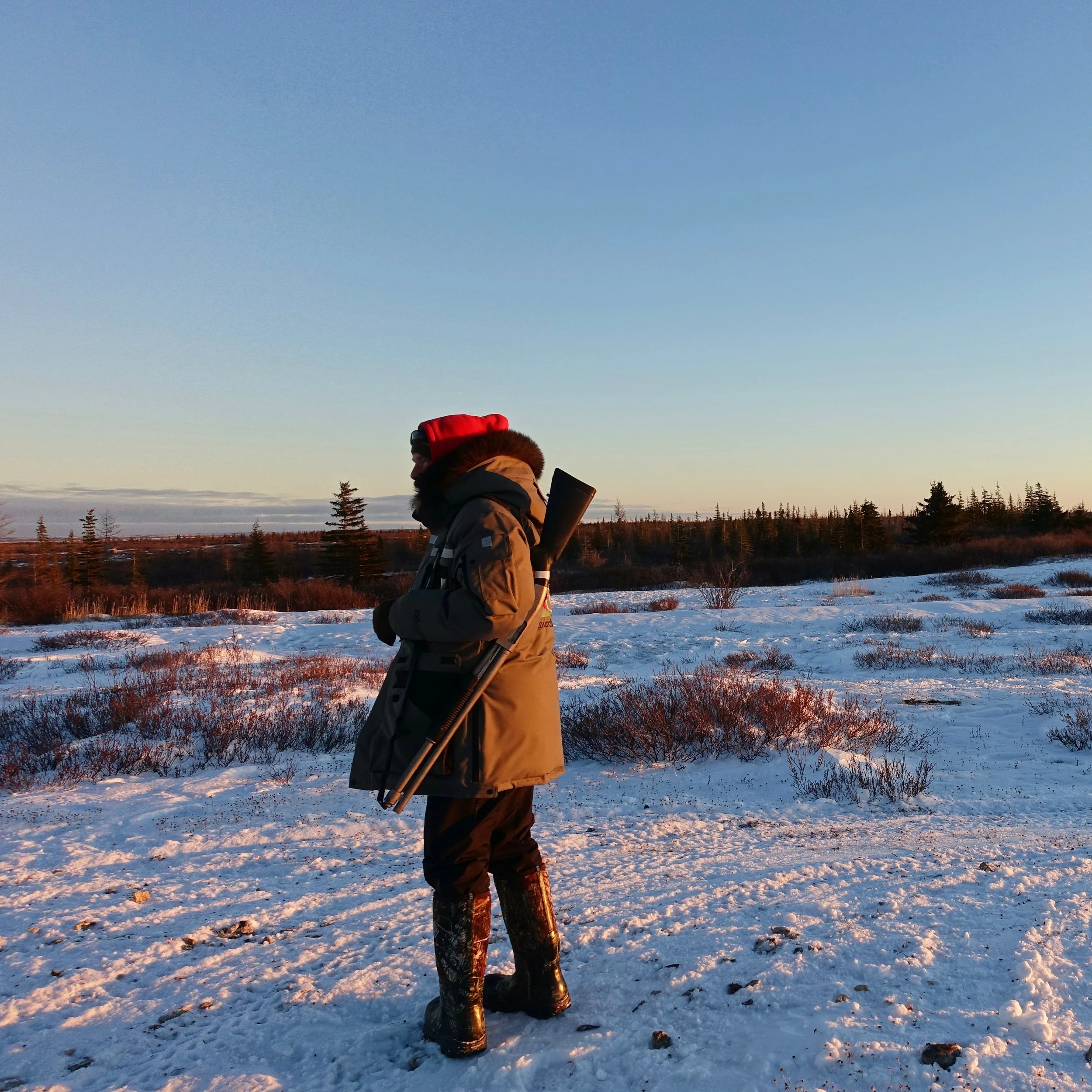 Terry in the lead with his shotgun