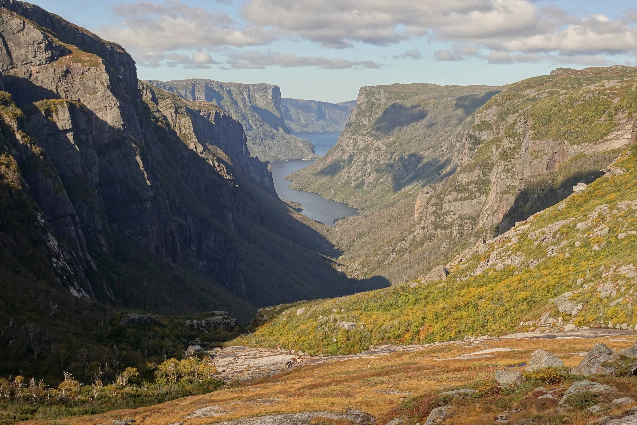 Final look at Western Brook Pond where the Long Traverse and Northern Traverse meet in Gros Morne National Park