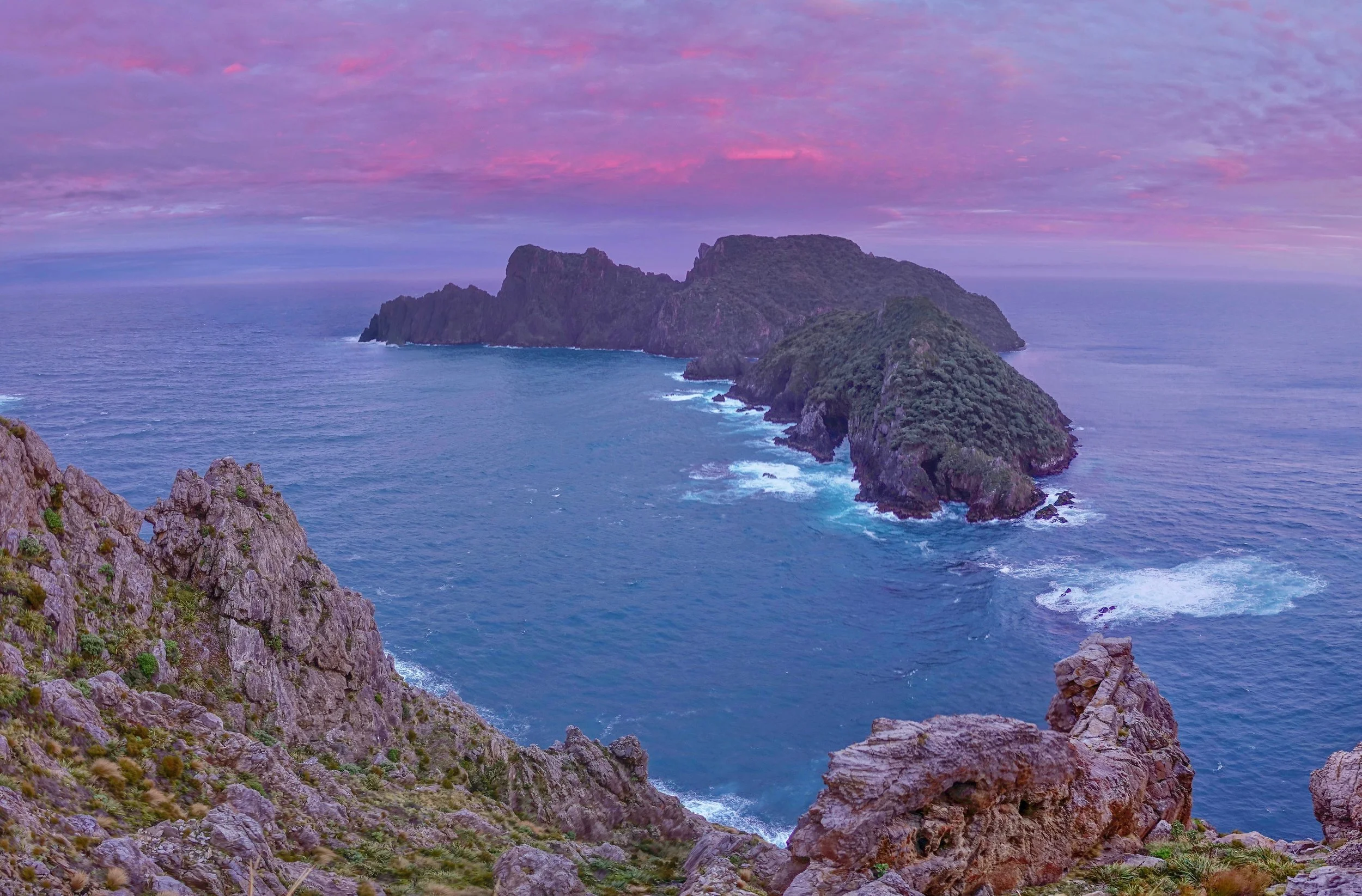 Rugged Islands from the hill in the northwest corner on Stewart Island hike in New Zealand