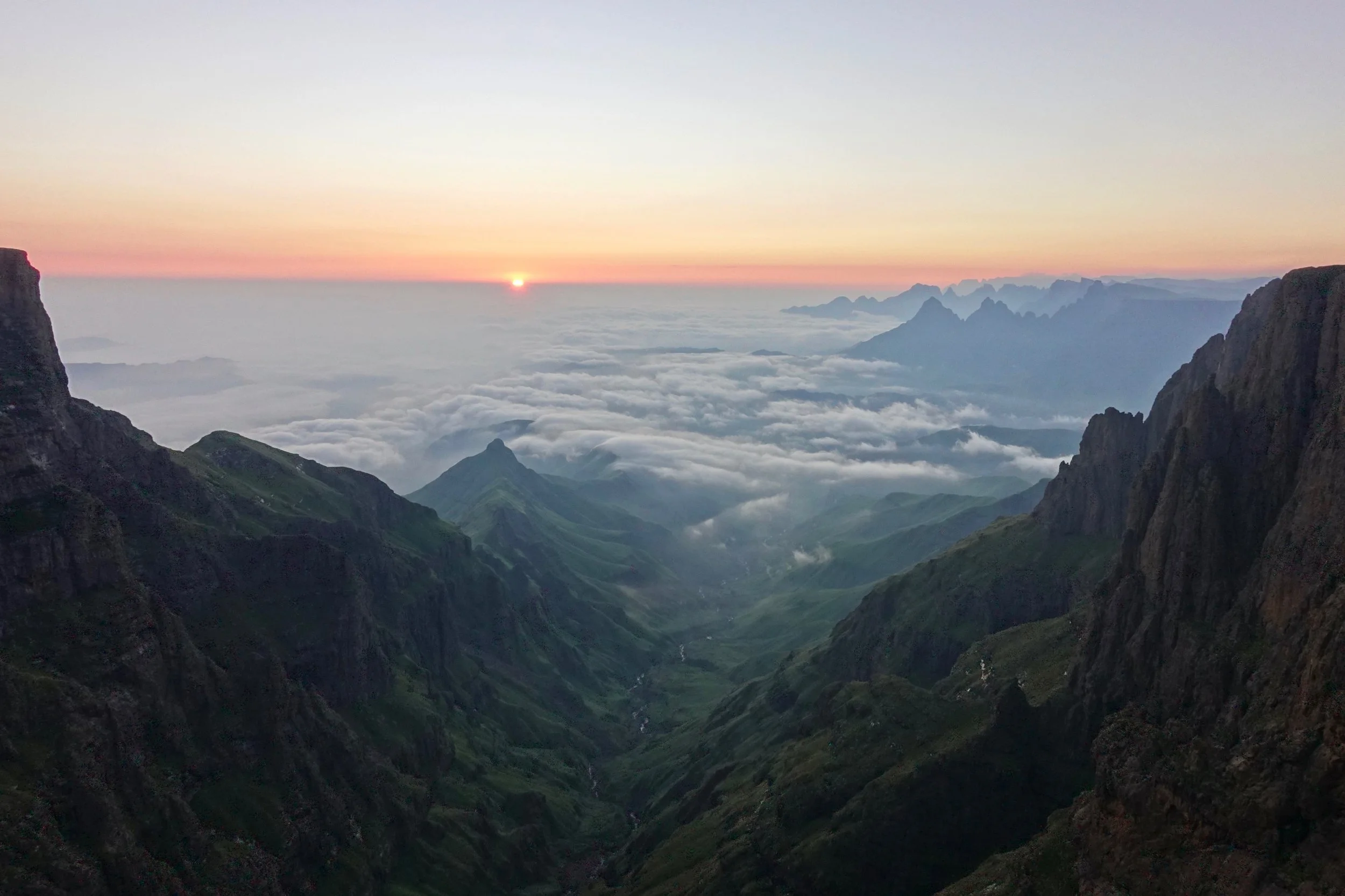 Icidi pass sunrise in Drakensberg South Africa hiking trip
