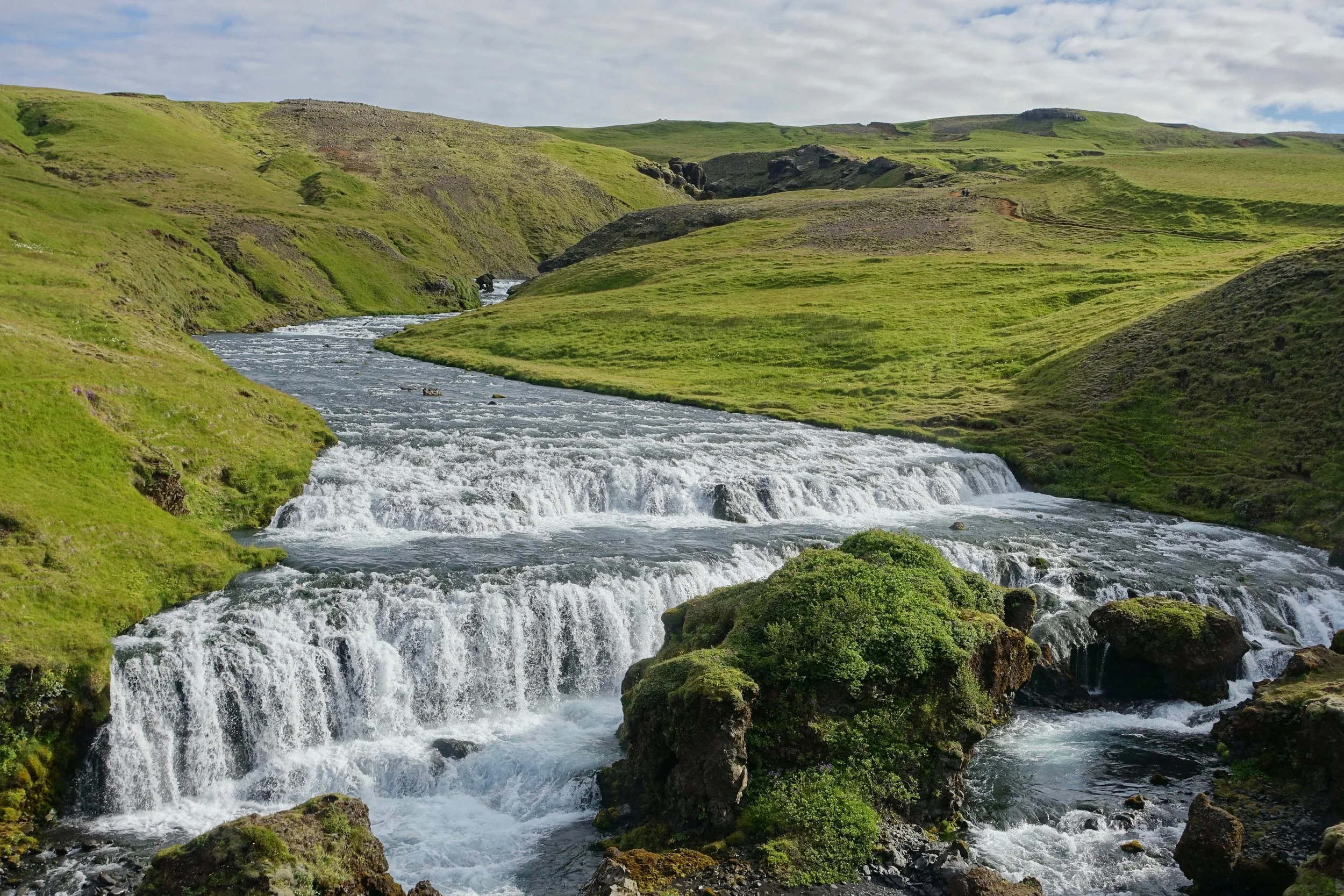 Waterfall along the trail in Iceland