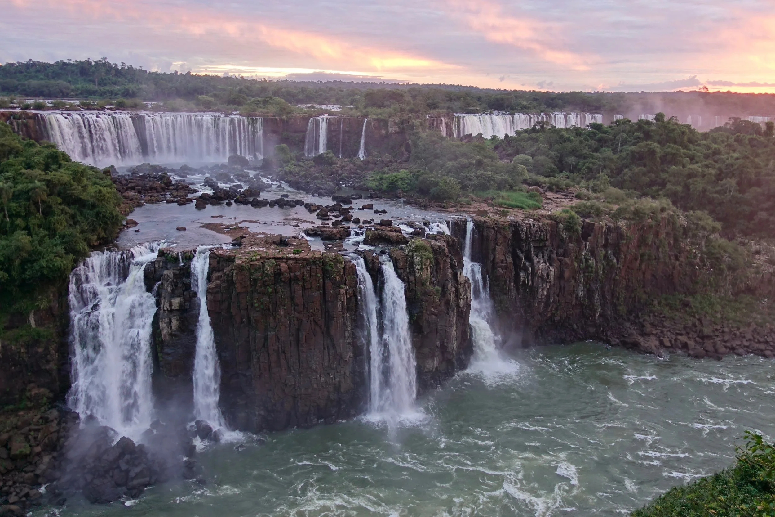 Sunset on the trail in Iguassu Falls National park in Brazil