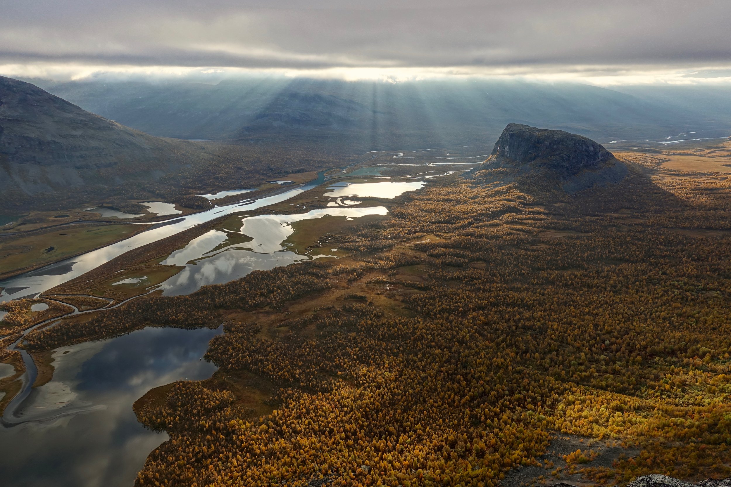 Rapa Valley from Skierfe hike in Sarek National Park, Sweden