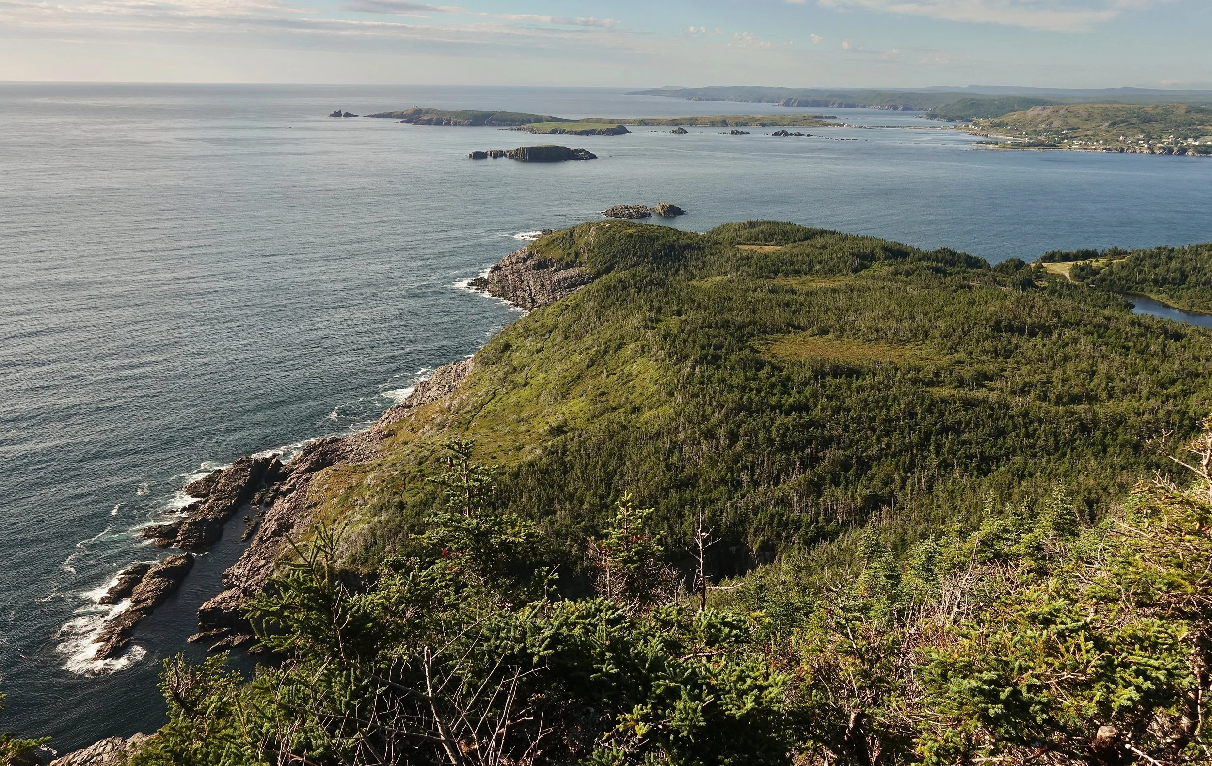 View from to of Cape Broyle back towards the Ferryland lighthouse on the East Coast Trail Newfoundland