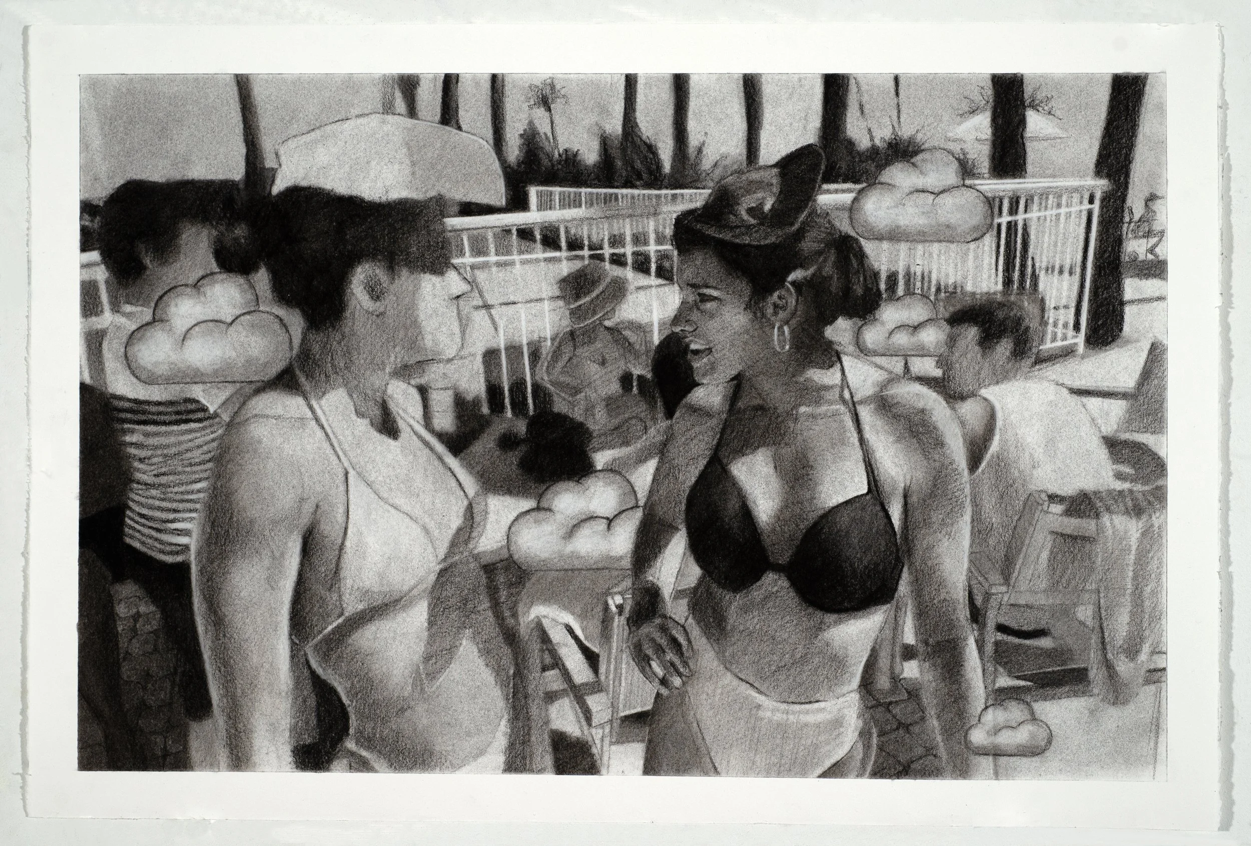 "Vacation Study," 2026, 15" x 22.25," charcoal on paper