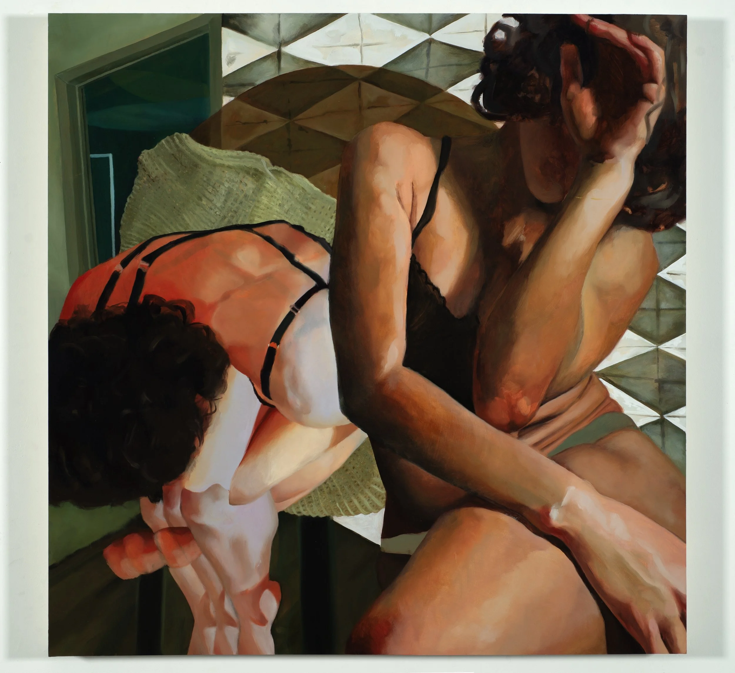 "Kitchen Table," 2026, 32" x 31.75," oil on panel with handmade cradle  