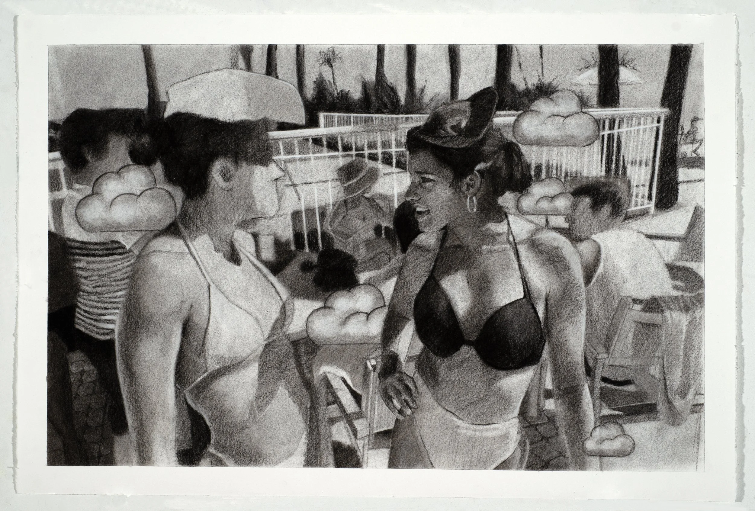 "Vacation Study," 2026, 15" x 22.25," charcoal on paper 