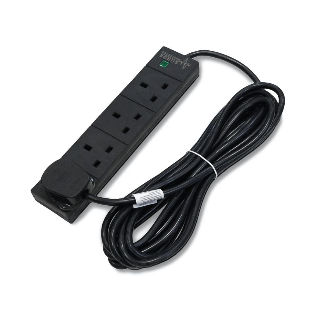 13A - 4 Way Extension Cable - Black