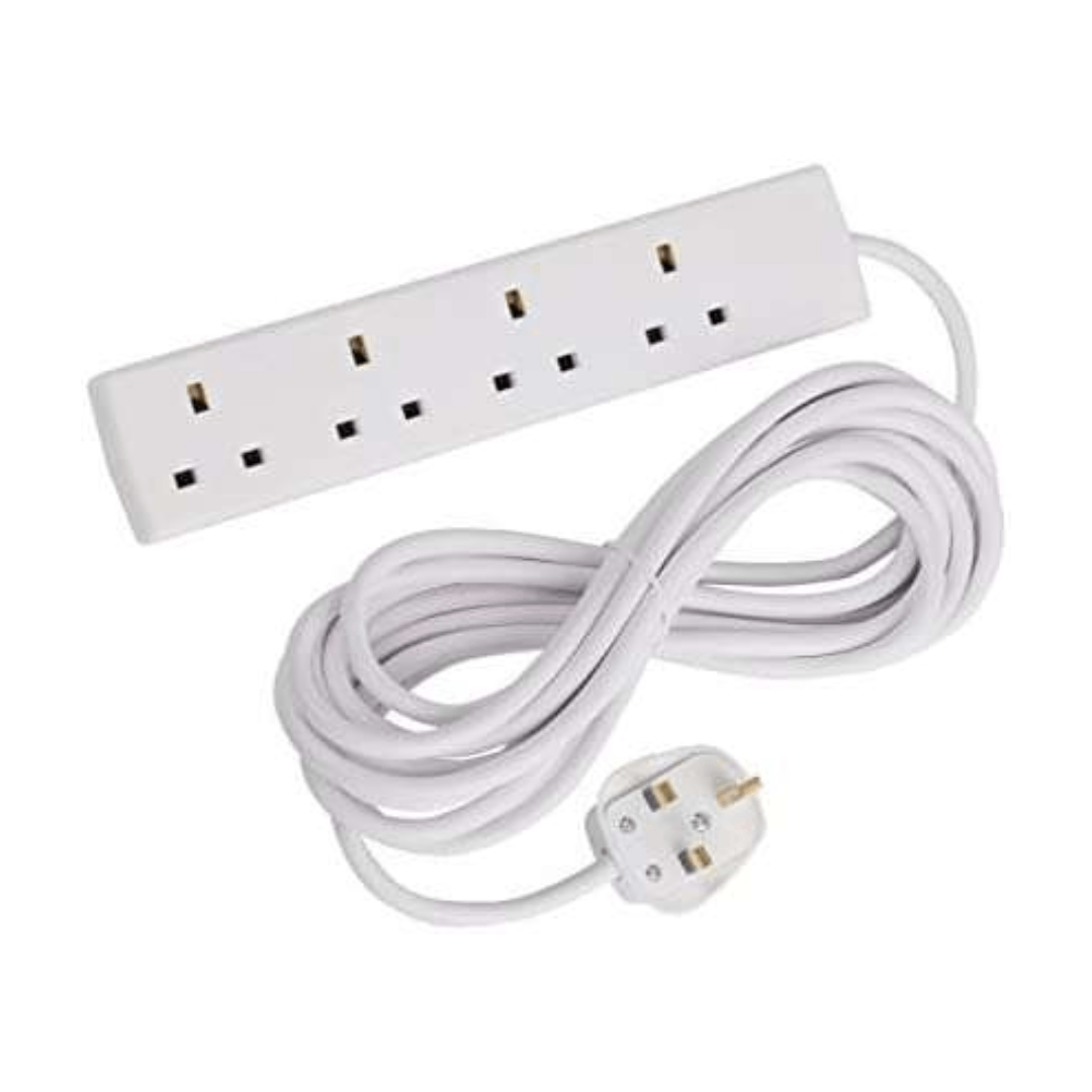 13A - 4 Way Extension Cable - White