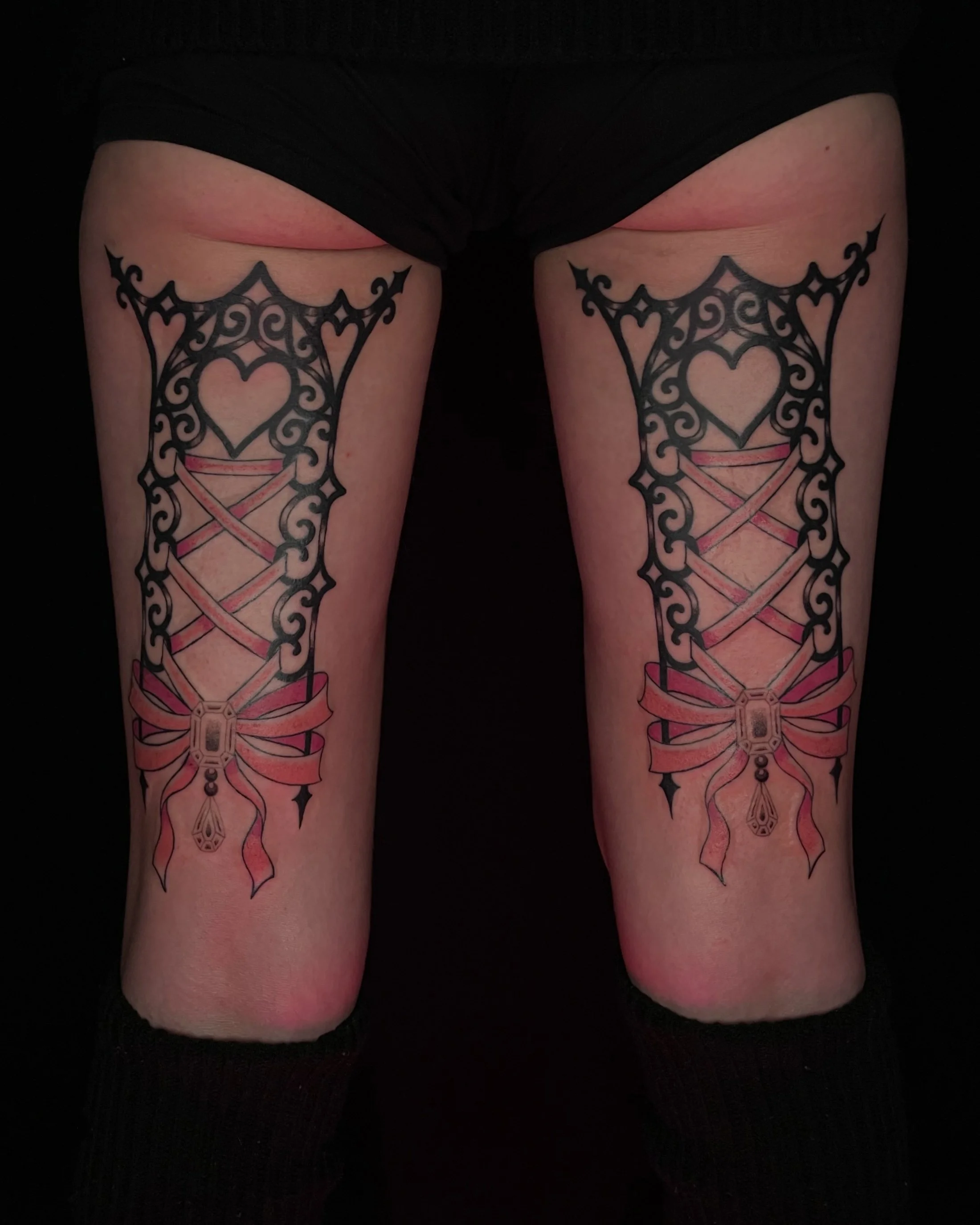 matching metalwork and bows