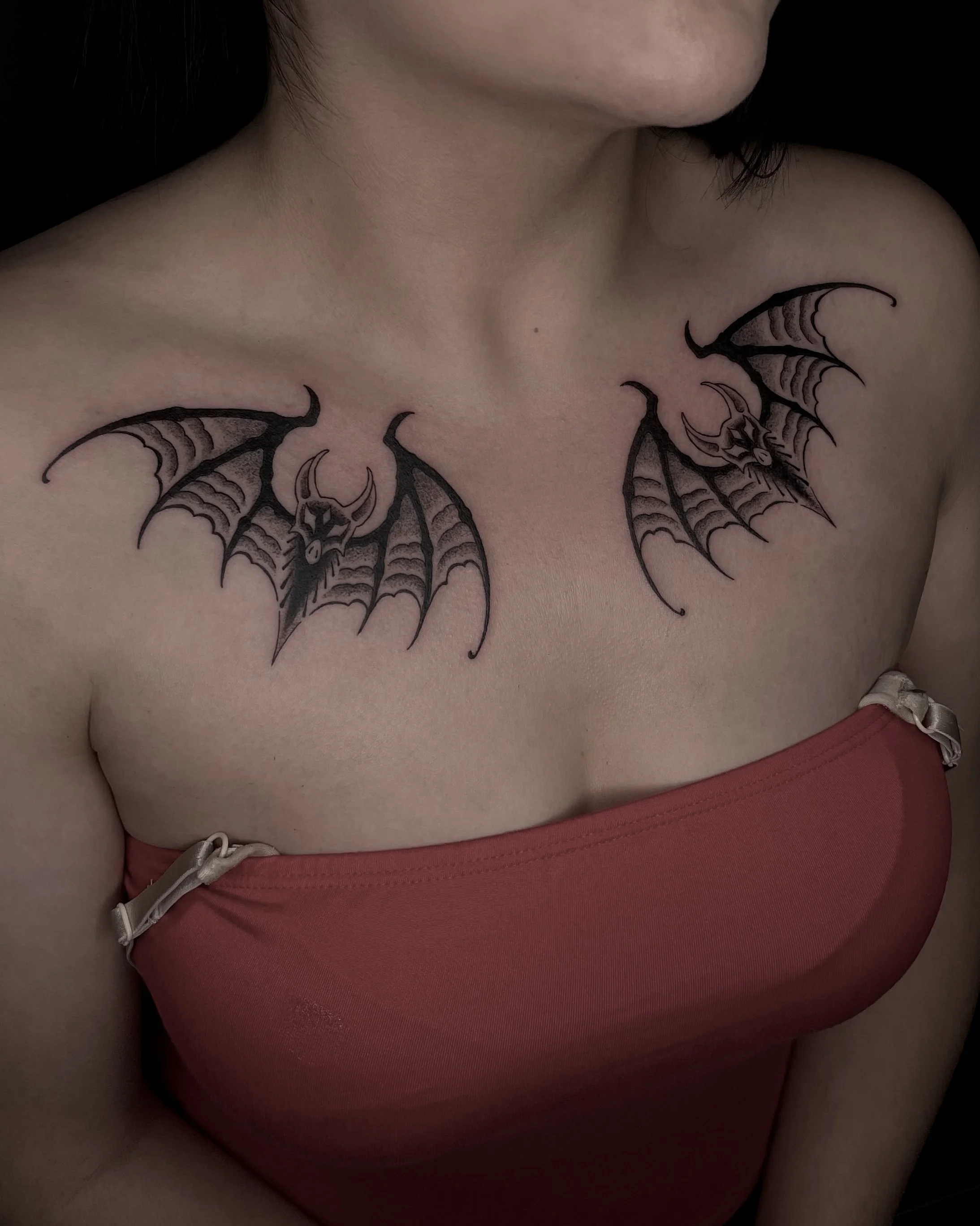 symmetrical  goth bat tattoos