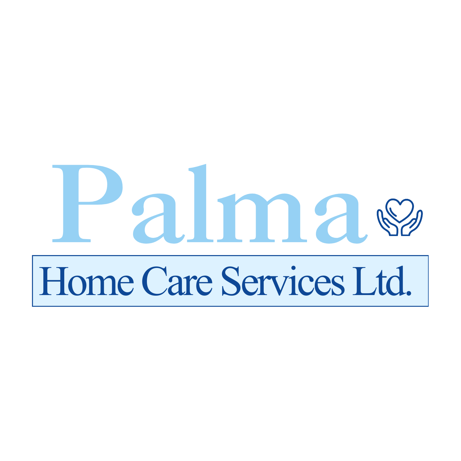 Logo for Palma Home Care Services Ltd. featuring the company name in blue text with a small icon of hands holding a heart.