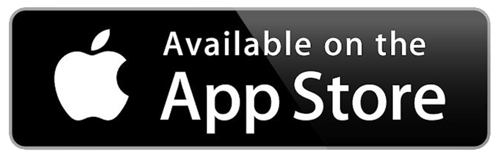 Black rectangular badge with white Apple logo and white text stating 'Available on the App Store'.