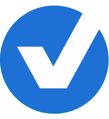 Blue circle with a white checkmark inside.