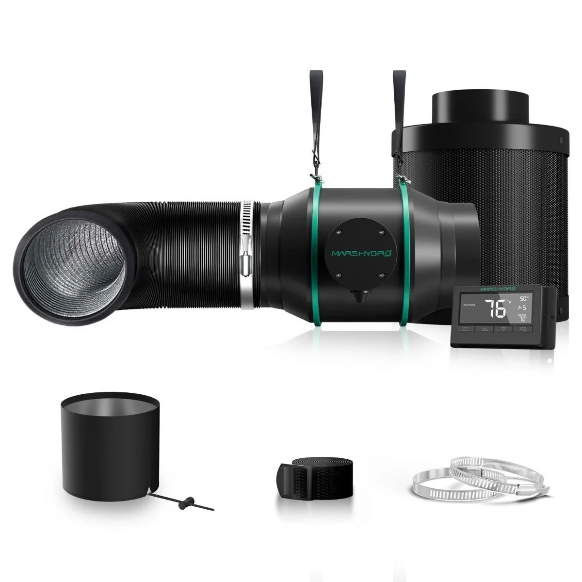 Mars Hydro 6 Inch Inline Fan And Carbon Filter Combo With Thermostat Controller