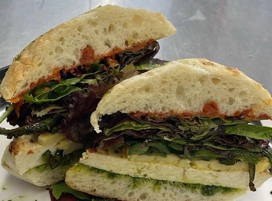 Close-up of Kokopelli sandwich 