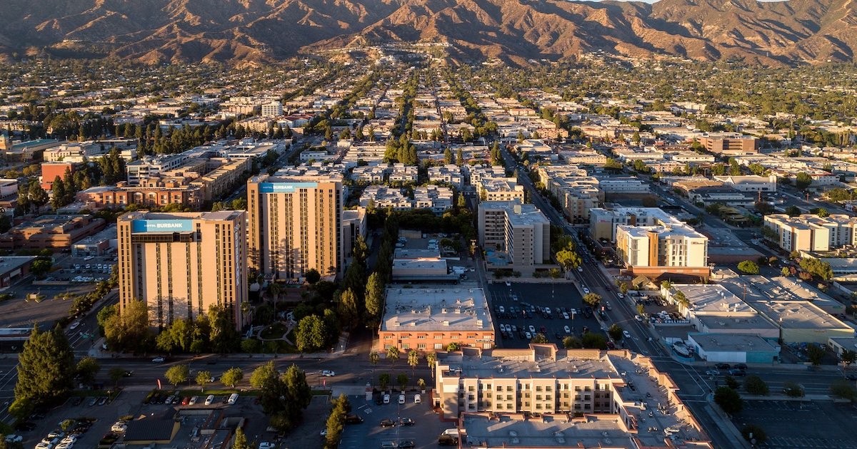 Aerial view of Burbank,Ca