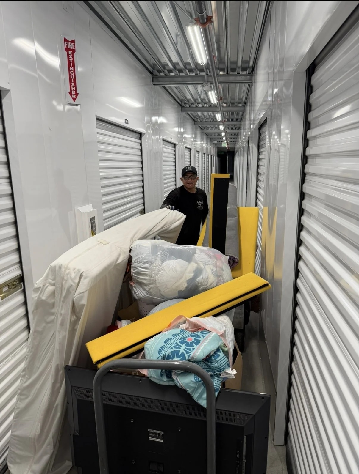 Storage unit cleanout service by A to Z Hauling Junk Removal removing items from a storage facility in Burbank CA