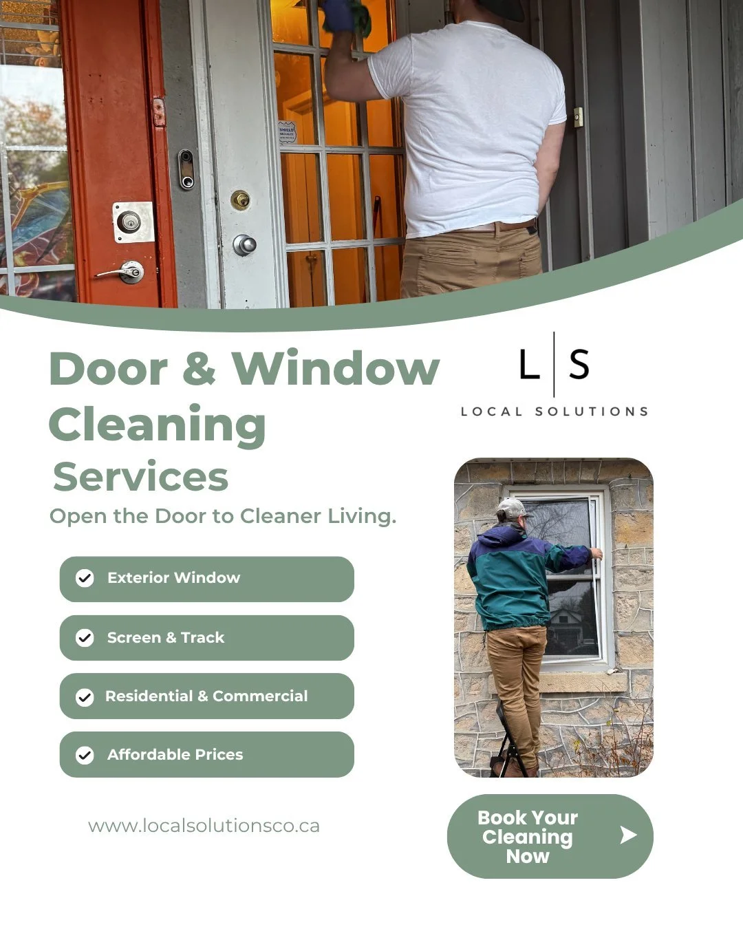 Spring is here, time to let the light back in ☀️ 

At Local Solutions, we offer professional window cleaning for homes and businesses, leaving your windows spotless and streak-free.

Reach out today for a free quote and get your cleaning done at an a