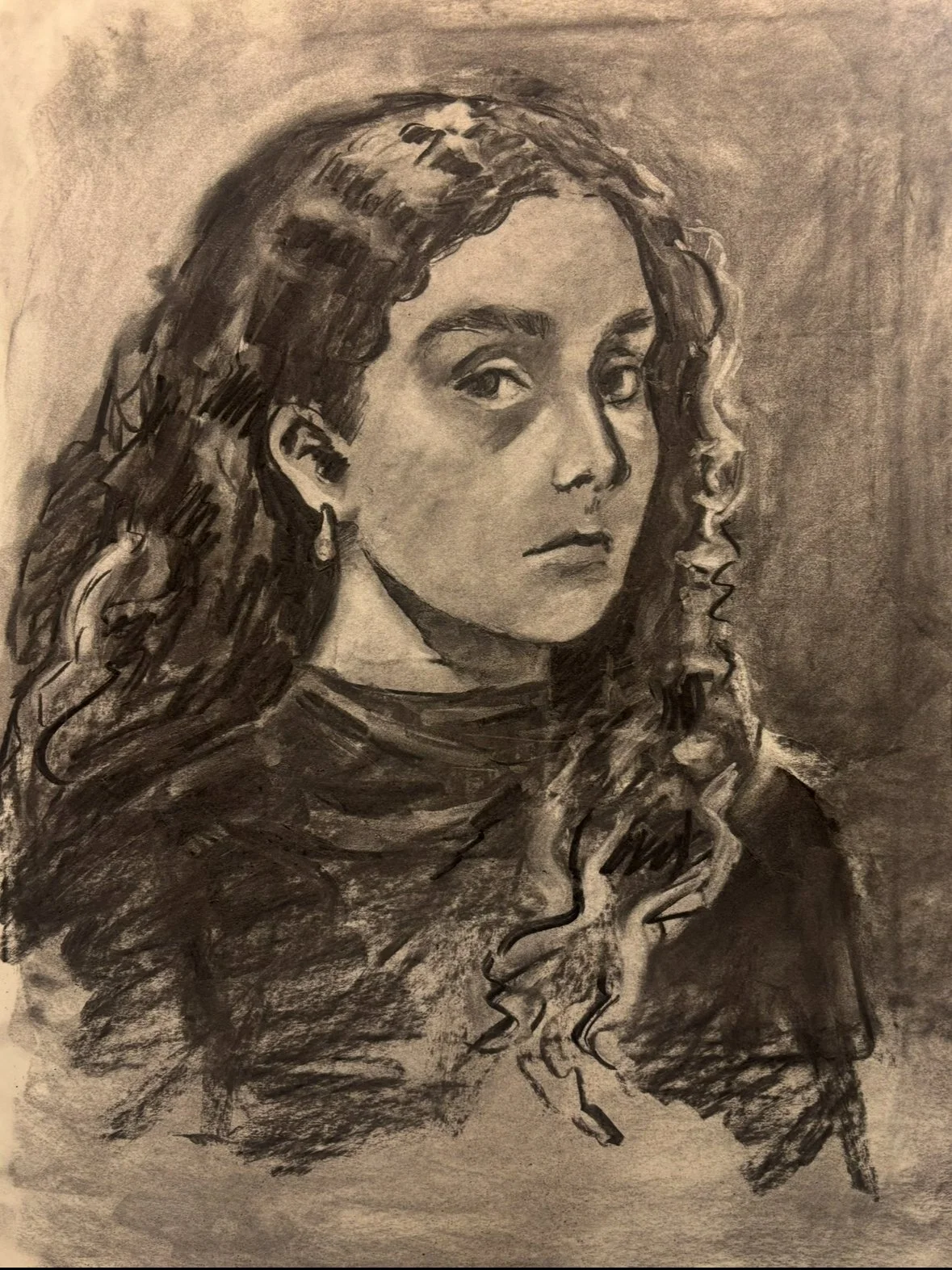 Self-Portrait, 2025 | Charcoal on paper