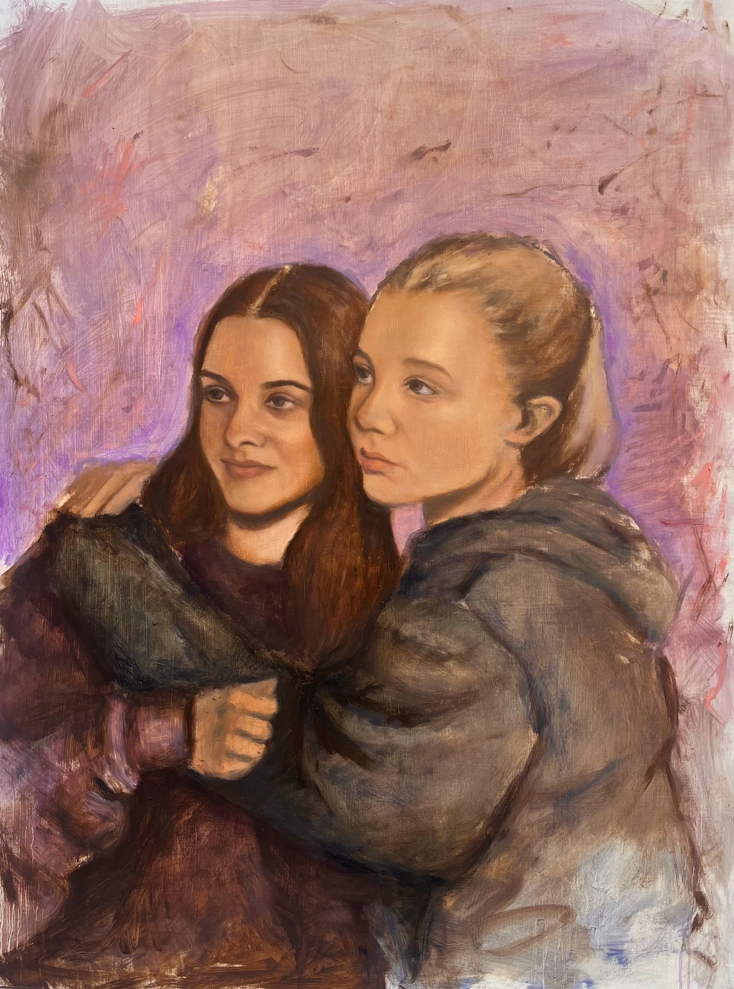 Audrey and Maille, 2024 | Oil on wood