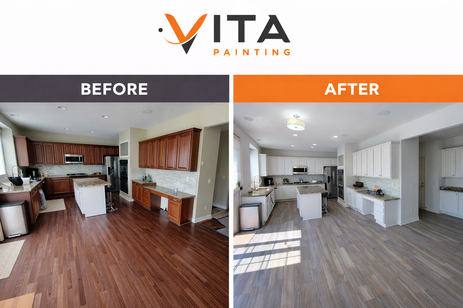 Cabinet painting and refinishing completed by Vita Painting in Rochester Hills, Michigan