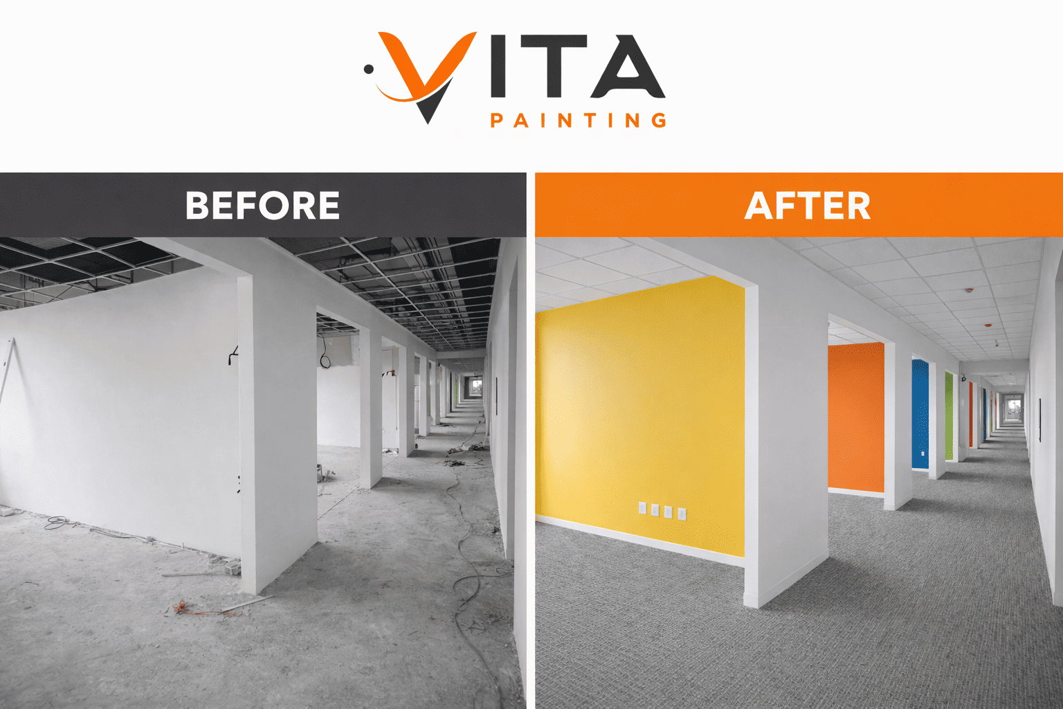 Commercial interior painting project completed by Vita Painting in Metro Detroit