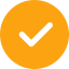 A yellow circle with a black check mark in the center.