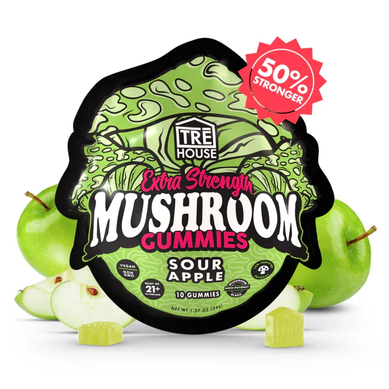 TREHOUSE EXTRA STRENGTH MUSHROOM GUMMIES-10 GUMMIES-(10X10PACK)-100PC-MC