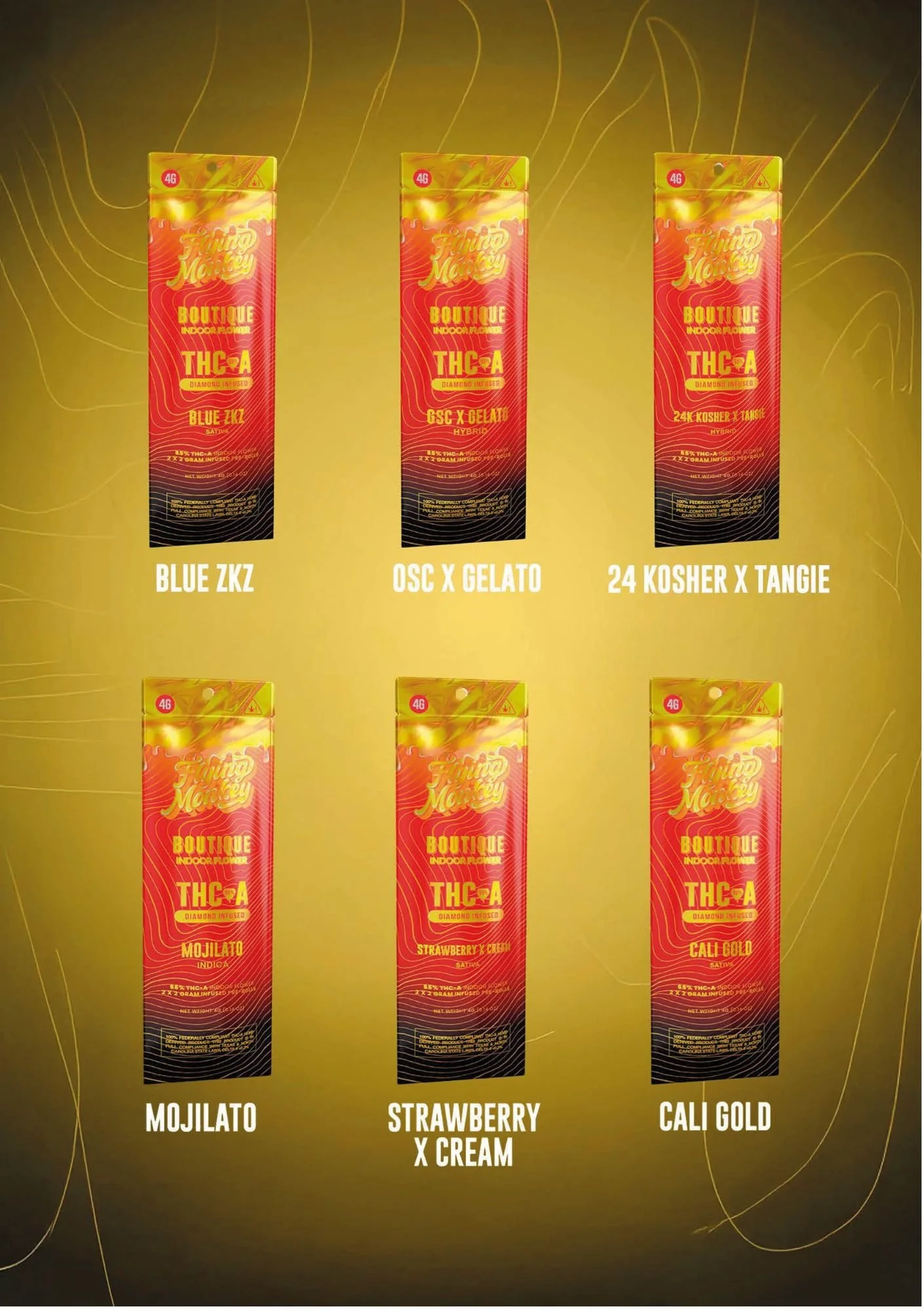 FLYING MONKEY-2PK THC-A DIAMOND INFUSED BOUTIQUE PRE ROLLS