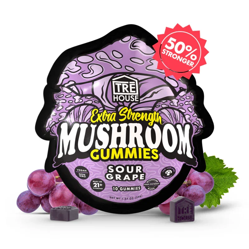 TREHOUSE EXTRA STRENGTH MUSHROOM GUMMIES-10 GUMMIES-(10X10PACK)-100PC-MC