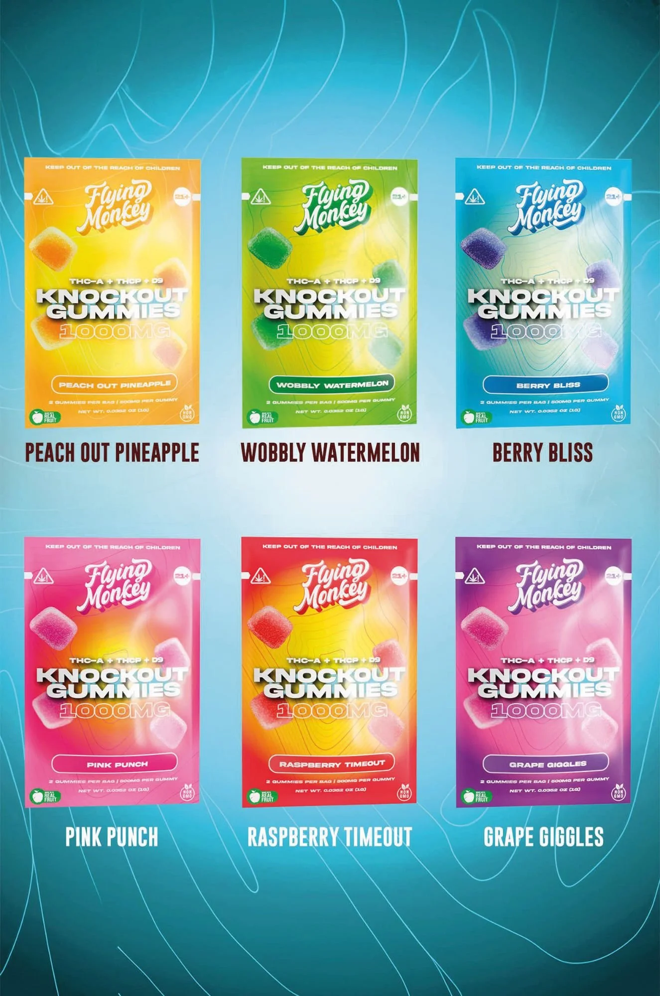 FLYING MONKEY KNOKOUT 1000MG THC+A+THC-P GUMMEIS