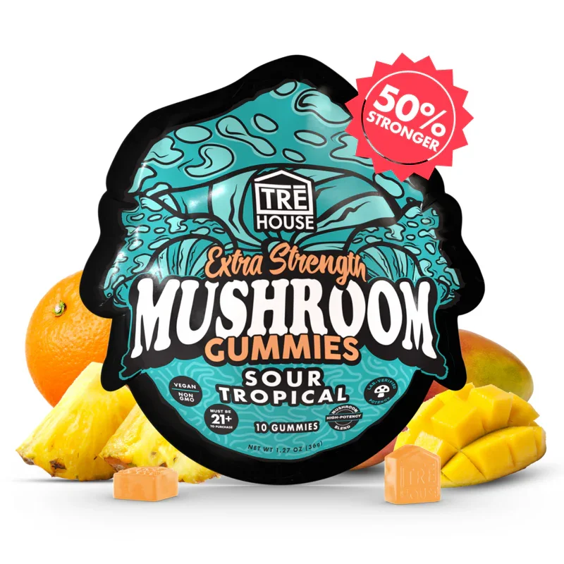 TREHOUSE EXTRA STRENGTH MUSHROOM GUMMIES-10 GUMMIES-(10X10PACK)-100PC-MC