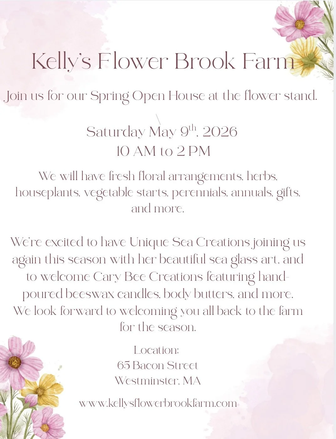 Spring Open House at Kelly's Flower Brook Farm Stand