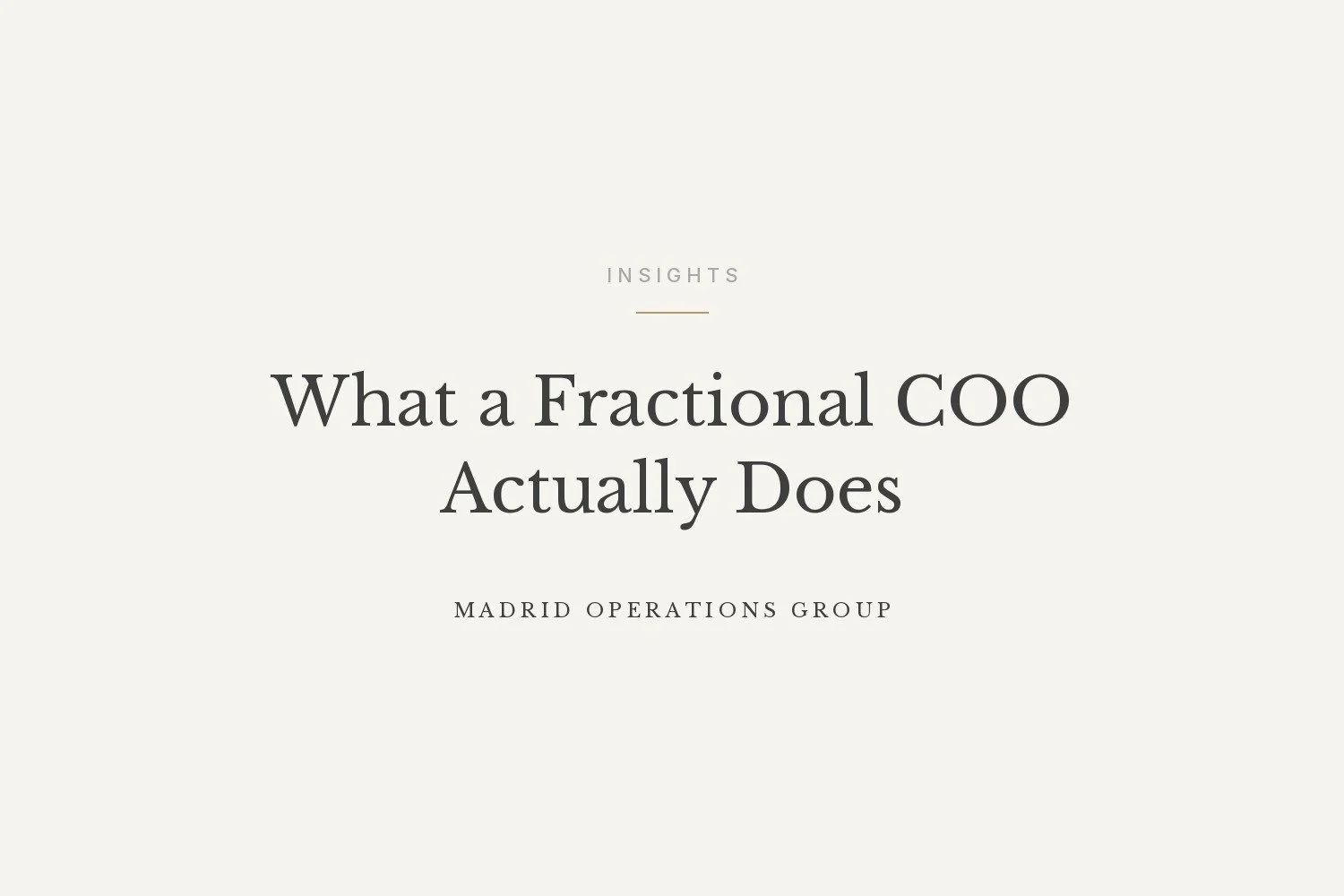 What a Fractional COO Actually Does